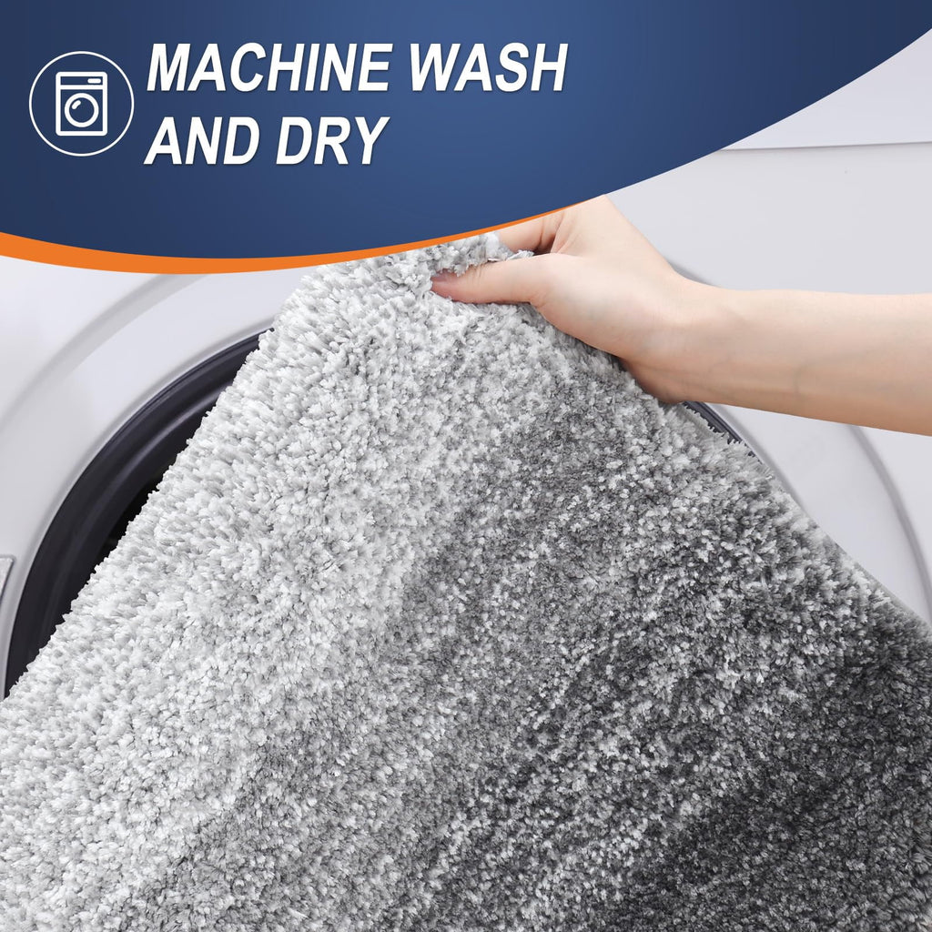Buganda Bathroom Rugs Sets 2 Pieces, Soft Absorbent Microfiber Bath Mats, Non-Slip Machine Washable Bath Carpets (30"x20"+24"x16", Grey) - Image 6