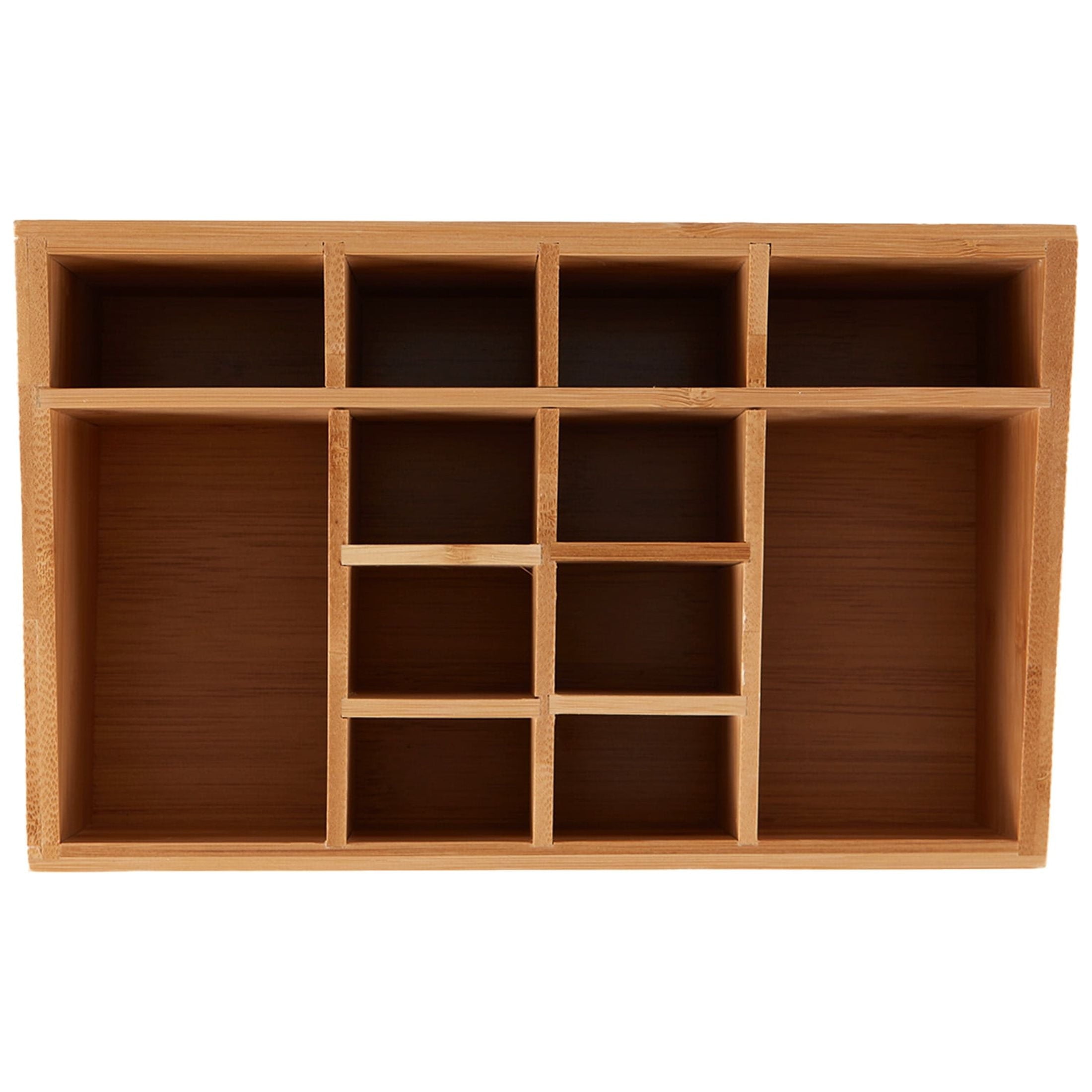 12-Compartment Bamboo Bathroom Organizer, Brown - Image 2