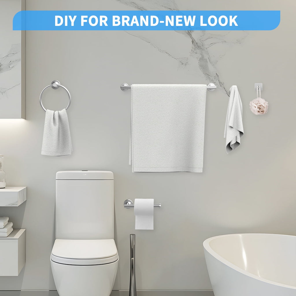 7 Pcs Hardware Set for Bathroom, Stainless Steel Accessories, Includes 24" Towel Bar, Toilet Paper Holder, Towel Ring... - Image 4