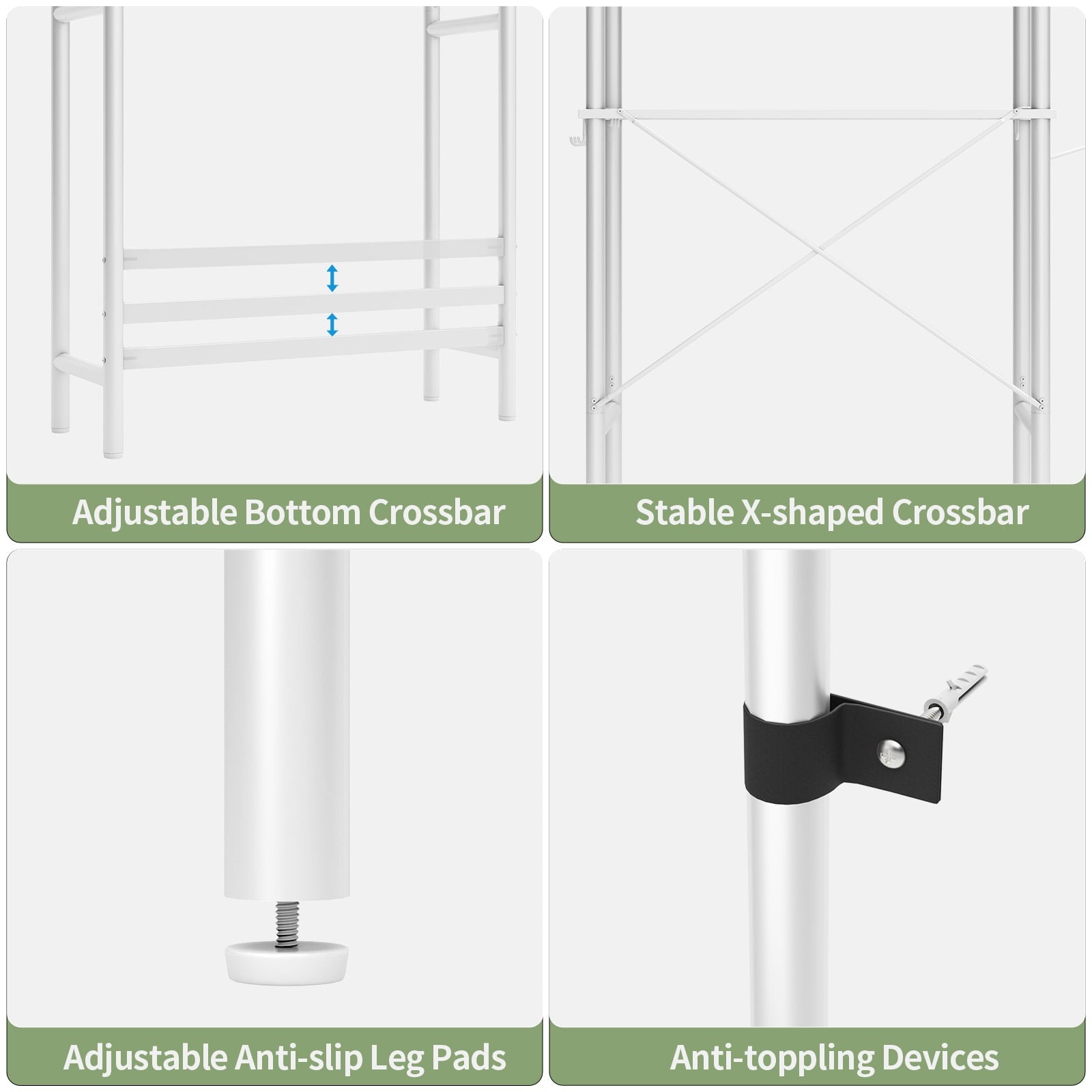 3-Shelf the Toilet Storage, Freestanding Metal Bathroom Organizers and Storage Shelf, White - Image 4