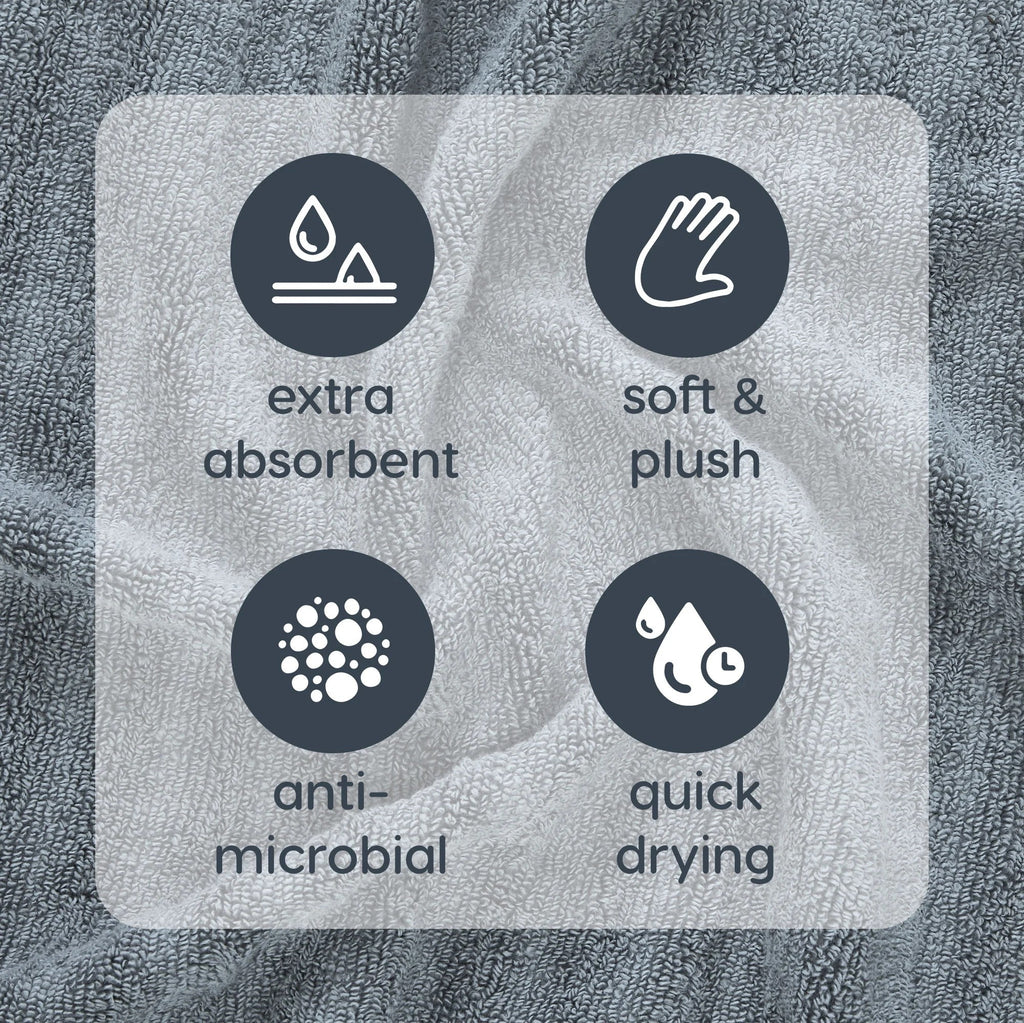 Mainstays 6-Piece Performance Bath Towel Set, Super Soft Quick Dry, Solid Grey - Image 5