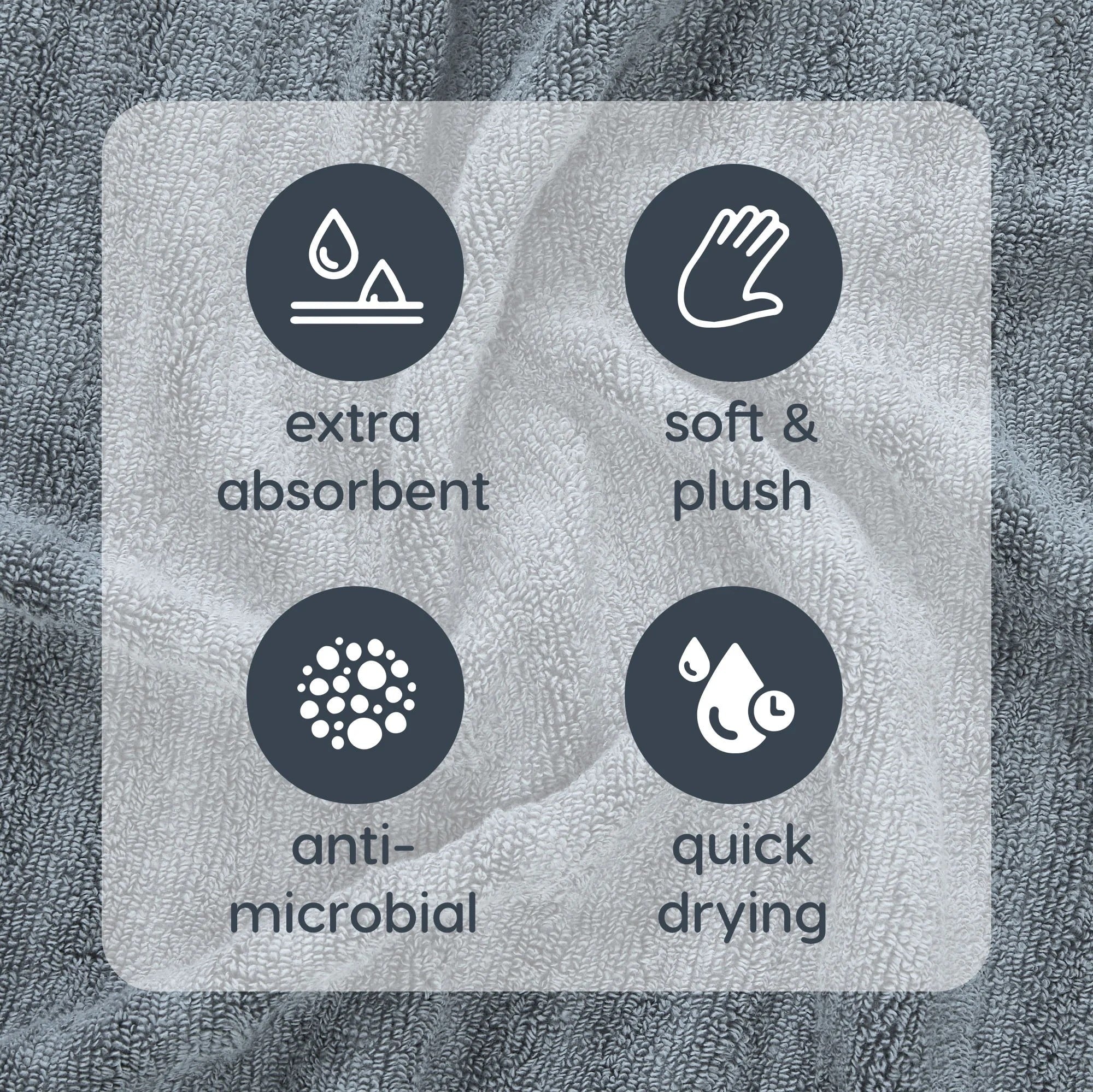 Mainstays 6-Piece Performance Bath Towel Set, Super Soft Quick Dry, Solid Grey - Image 5