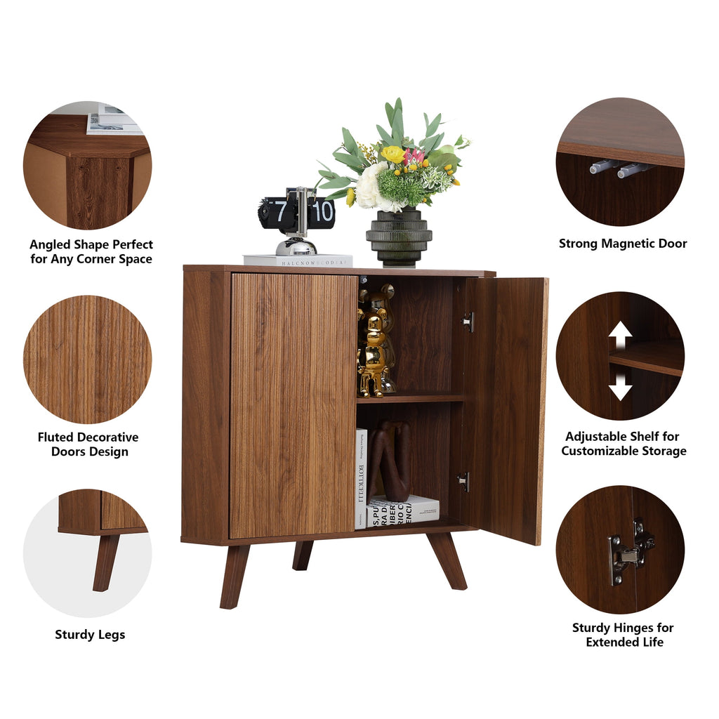 Storage Cabinet with 2 Doors for Bathroom, Floor Storage Cabinet, Freestanding Cabinet , Brown - Image 5