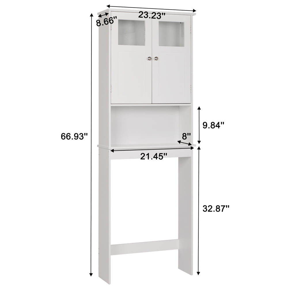 Ktaxon Bathroom Storage Over the Toilet  Cabinet with Adjustable Shelf & 2 Doors Space Saver, White - Image 5