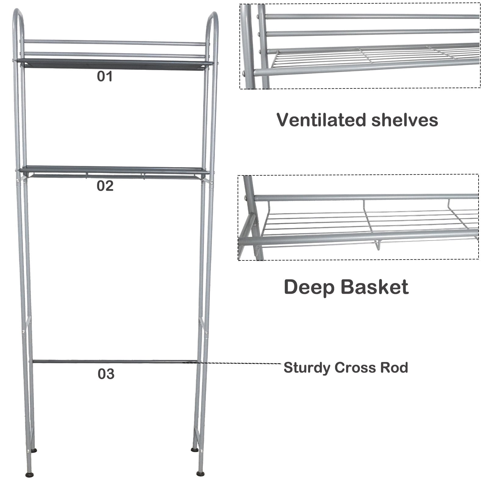 SUSUZI 2 Tier Over The Toilet Rack   Space Saver Over the Toilet Storage Unit - Image 3