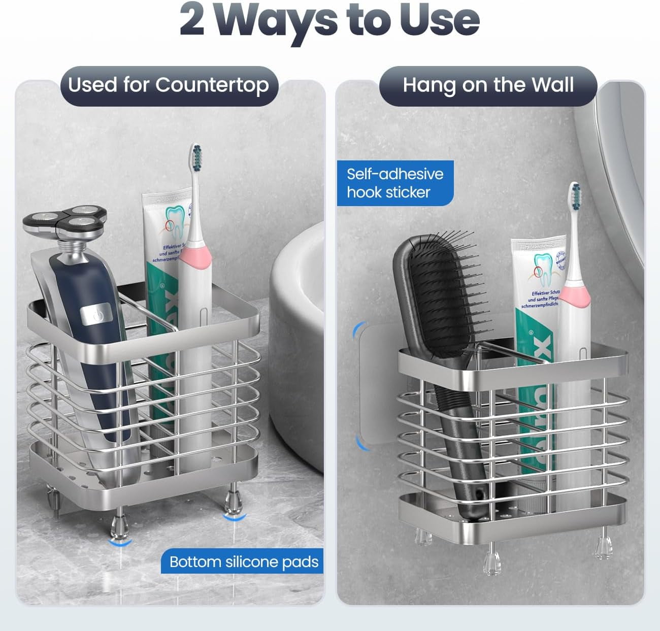 for Bathroom, Stainless Steel Electric Holder Wall Mounted, Shower Toothpaste Holder, Bathroom Organizer Essentials, ... - Image 4