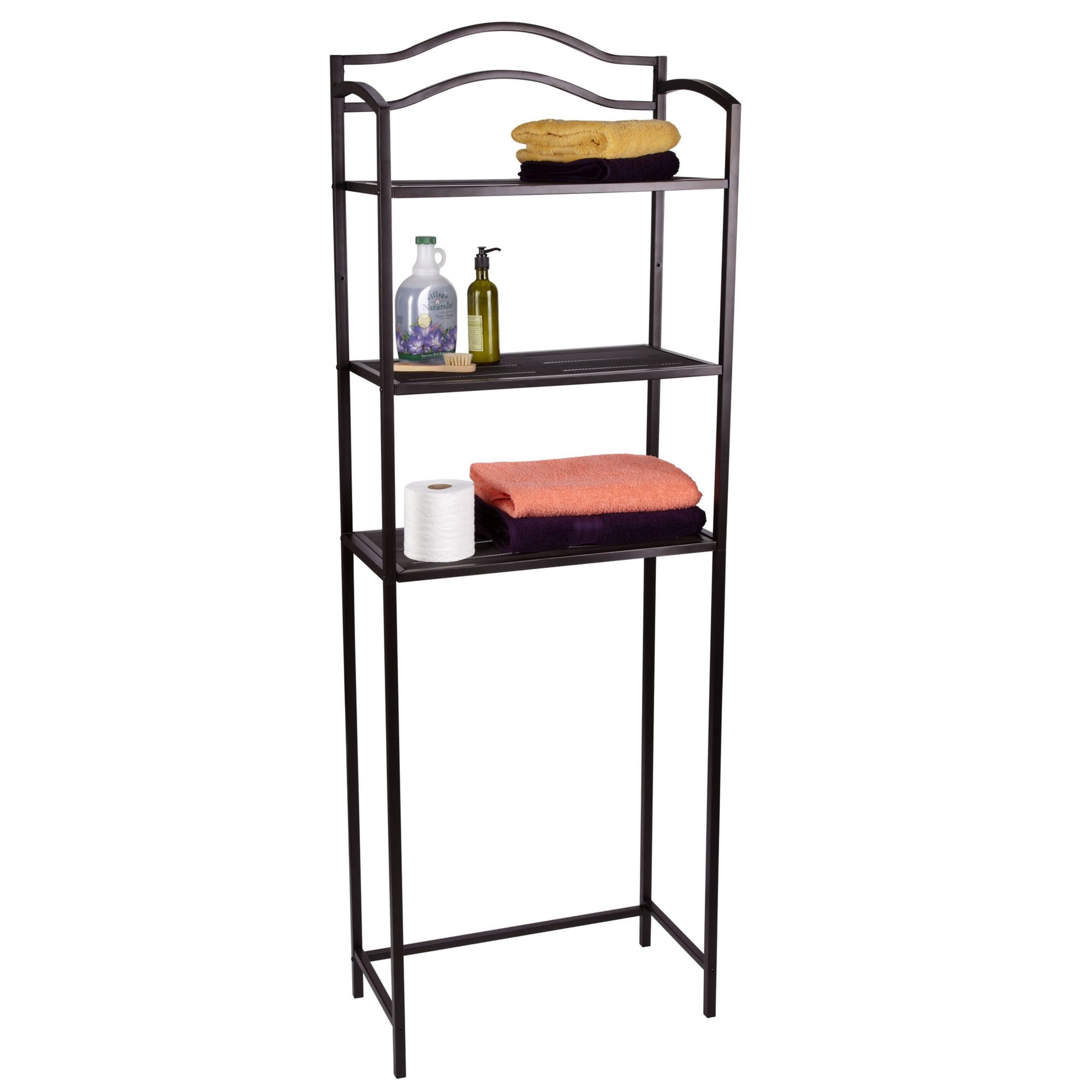 Household Essentials 3-Tier Over the Toilet Storage Shelf, Espresso Brown - Image 4