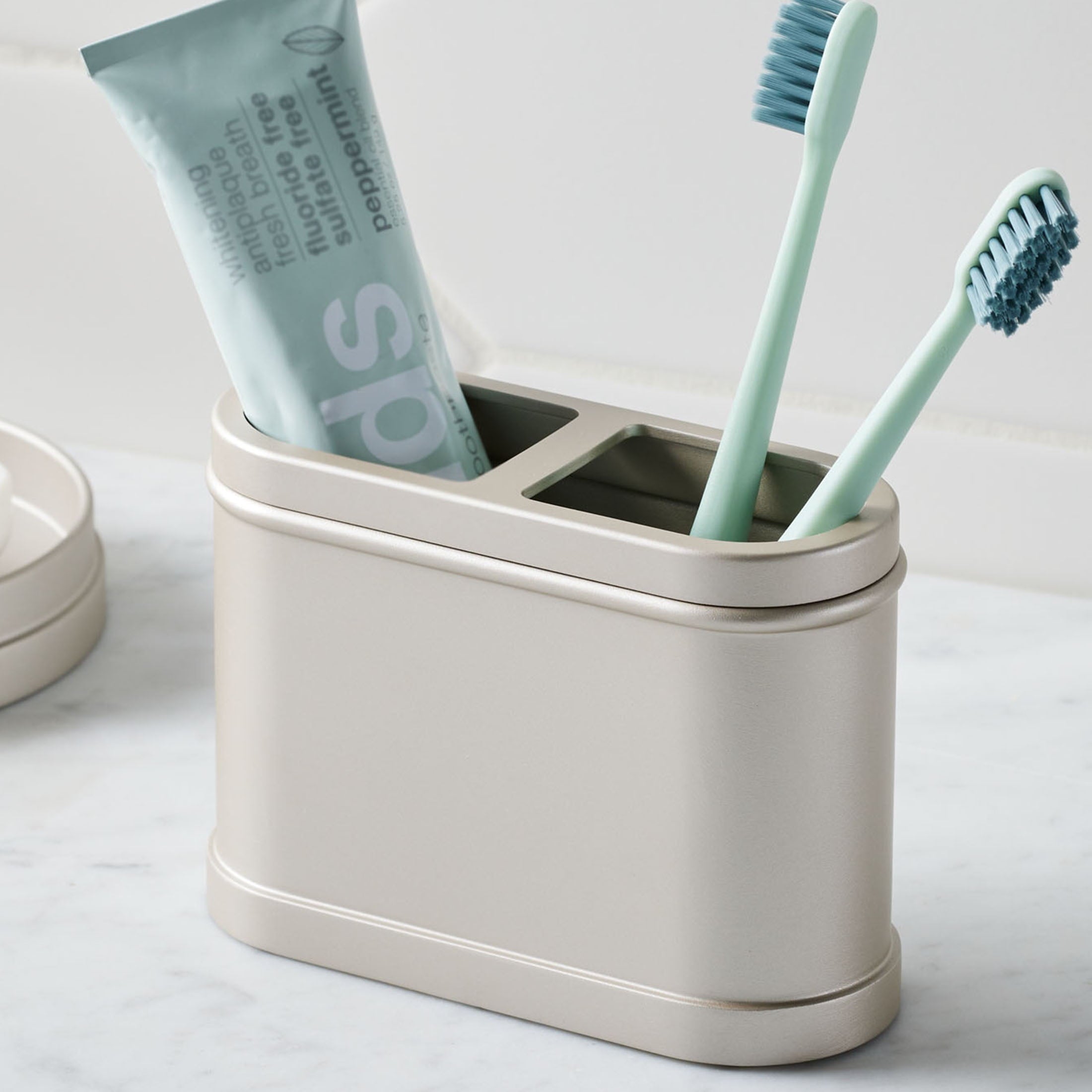 Satin Nickel Metal Toothbrush Holder - Image 2