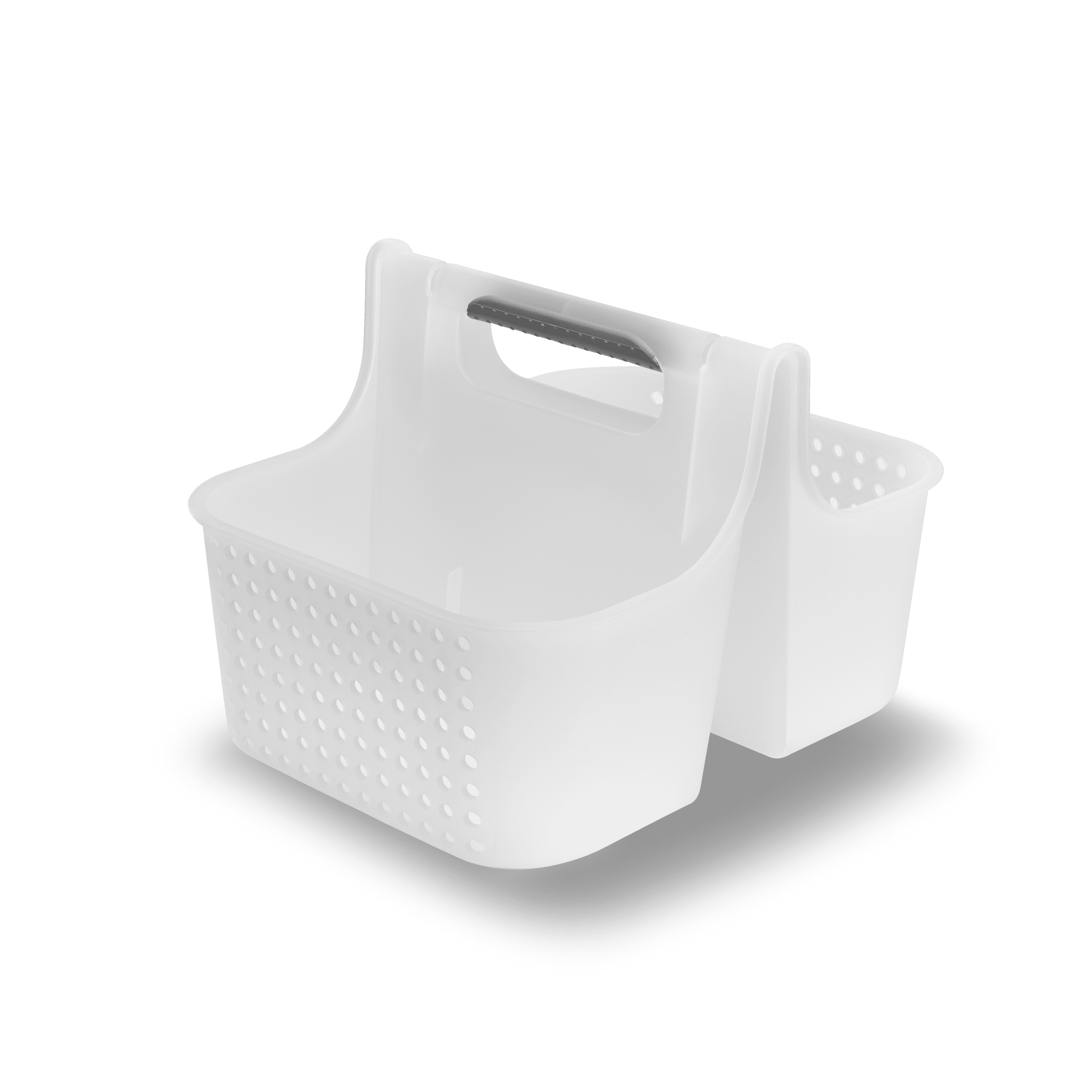madesmart 2-Compartment Soft Grip Shower Tote for Bathroom Organization, Plastic Storage Shower Caddy Bucket, Large, Frost - Image 2