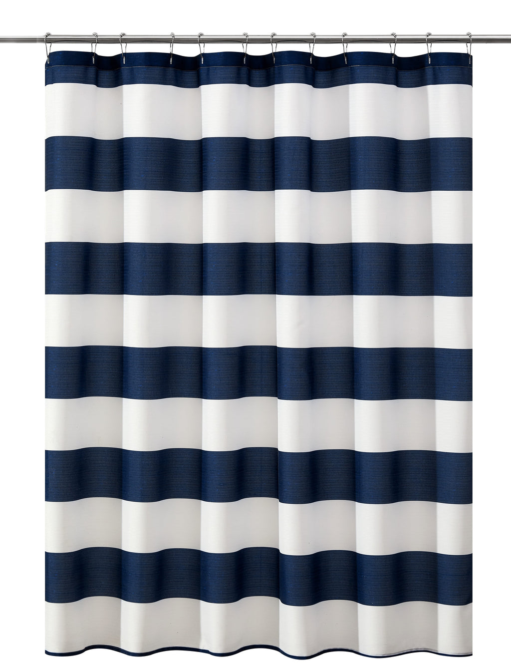 Blue Cabana Striped Printed 72" x 72" Ribbed Textured Shower Curtain, Polyester - Image 2