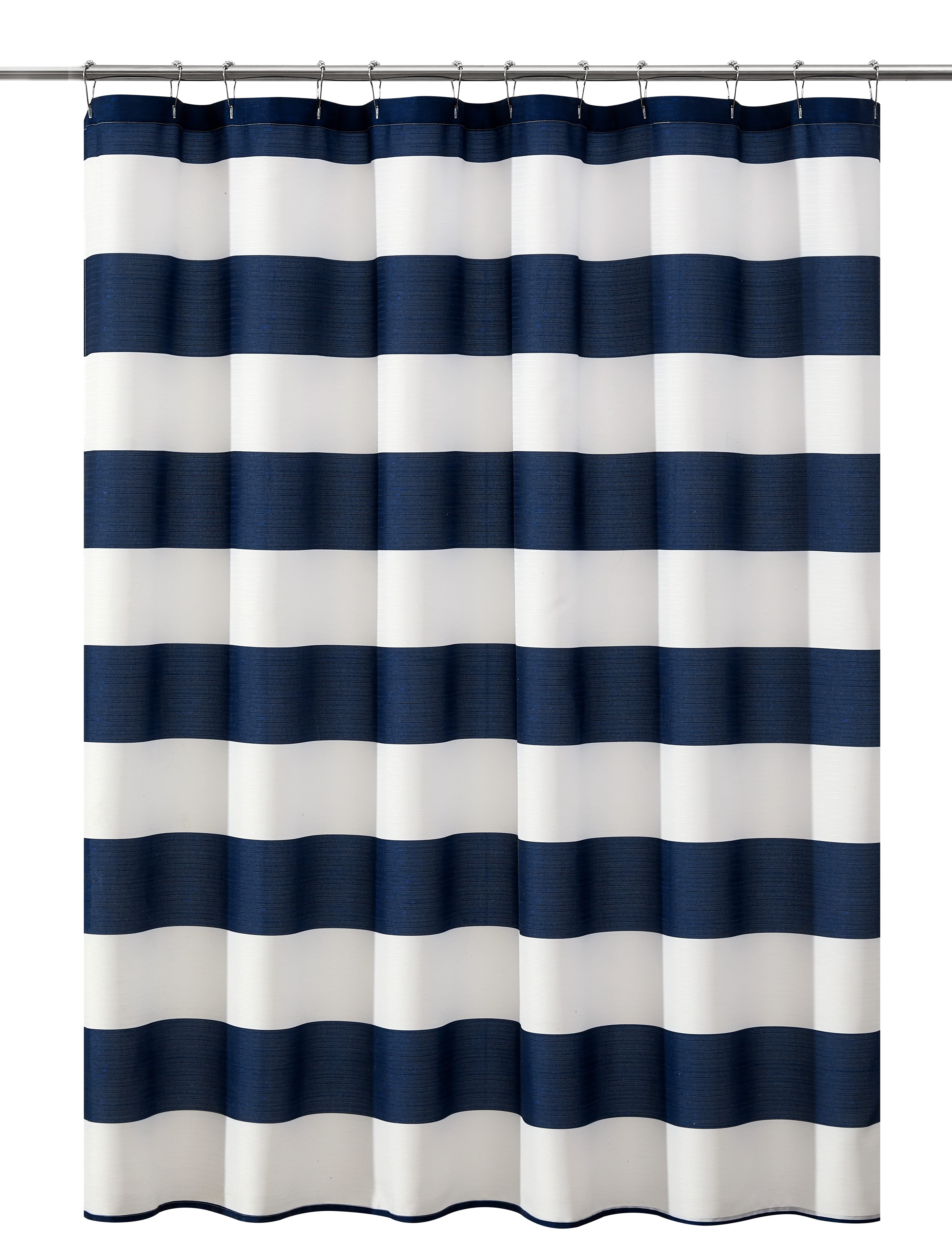 Blue Cabana Striped Printed 72" x 72" Ribbed Textured Shower Curtain, Polyester - Image 2