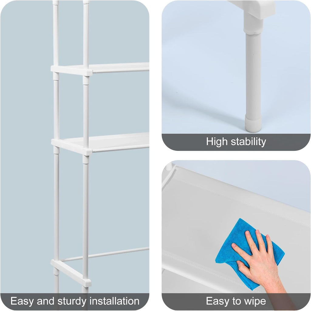 3-Tier the Toilet Plastic Storage Rack – Freestanding Metal Bathroom Organizer Shelf for Bath, Laundry Above-Toilet S... - Image 6