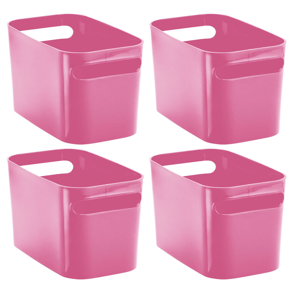Plastic Bath Storage Bin with Handles, 10" Long, 4 Pack, Rose Pink - Image 6