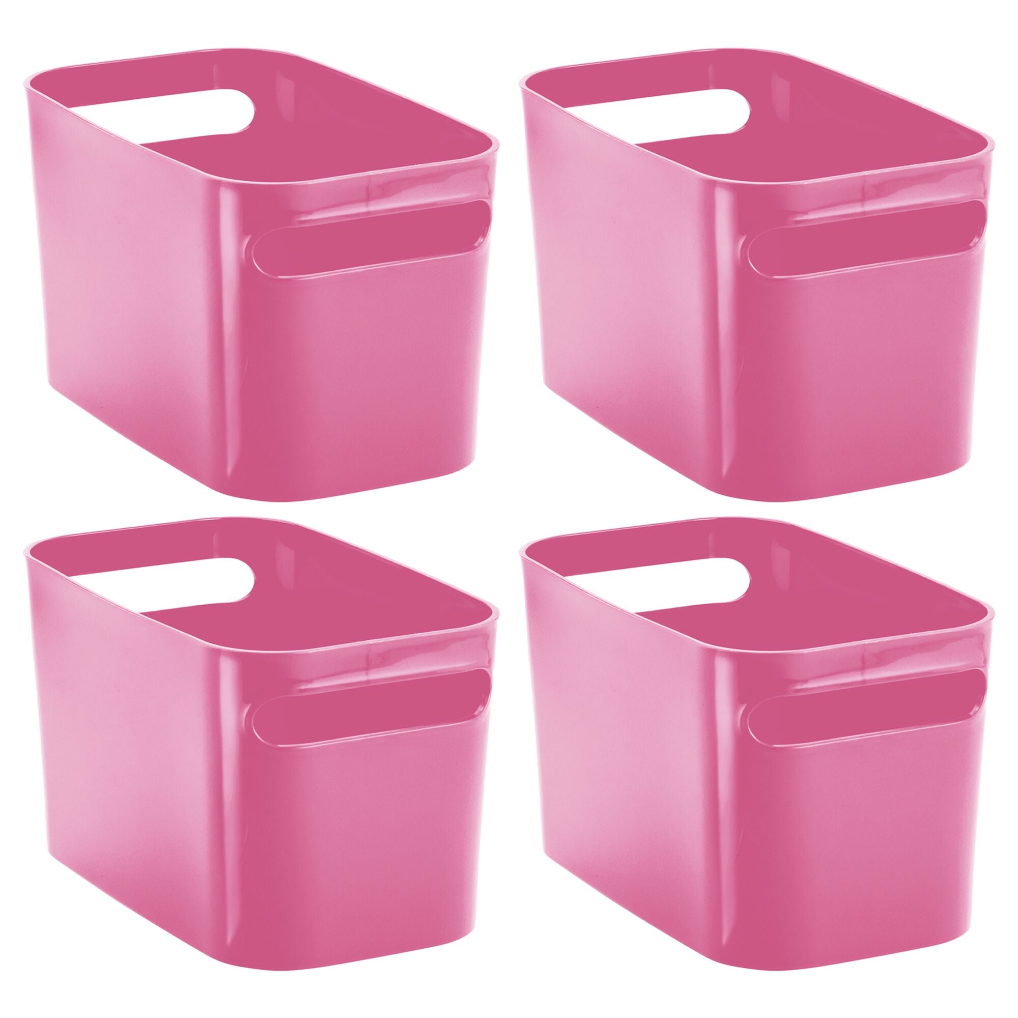 Plastic Bath Storage Bin with Handles, 10" Long, 4 Pack, Rose Pink - Image 6