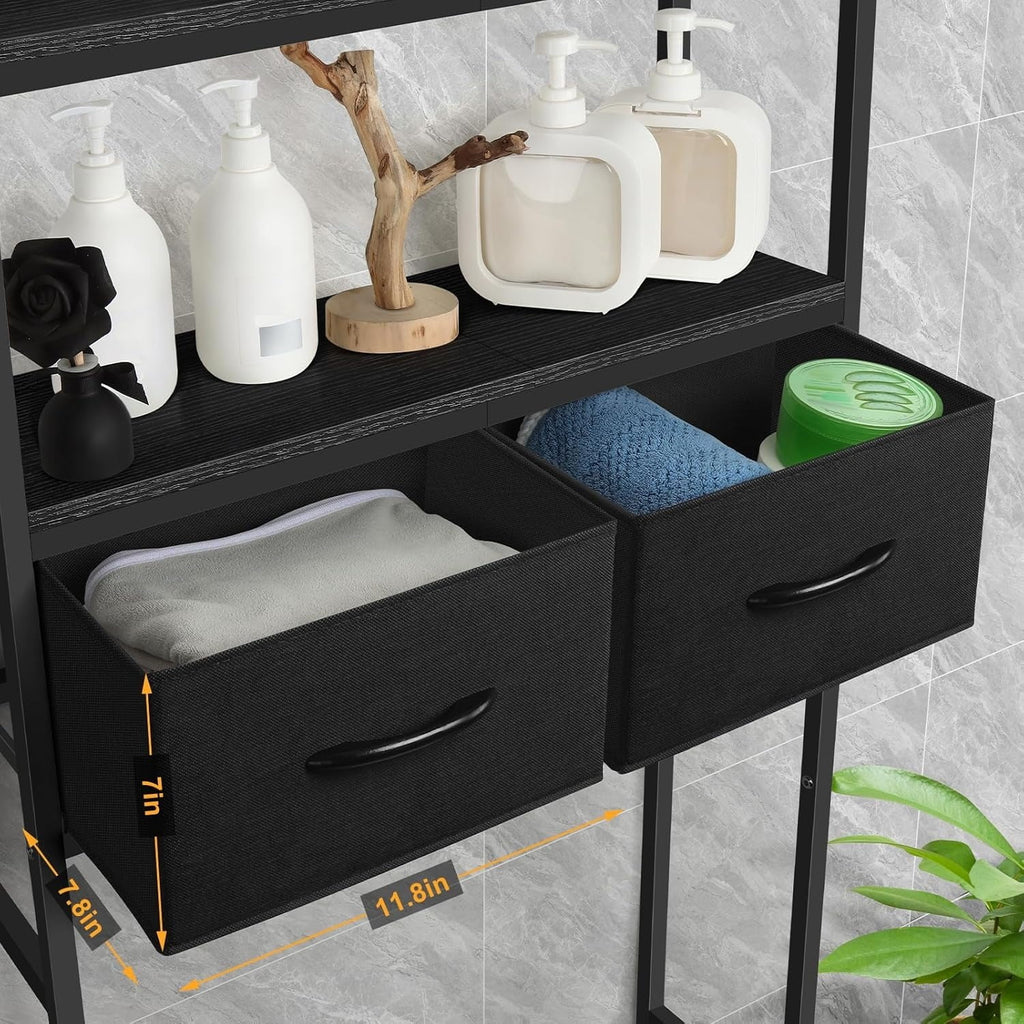 3-Tier Shelf with Storage Baskets, The Storage Cabinet, 3-Tier Bathroom Organizer with Fabric Drawers & Hooks, Freest... - Image 2