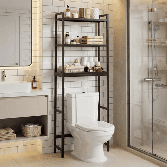 3-Shelf the Toilet Space Saver， the Toliet Storage Cabinet for Bathroom, Lavatory, Laundry - Dark Brown - Image 4