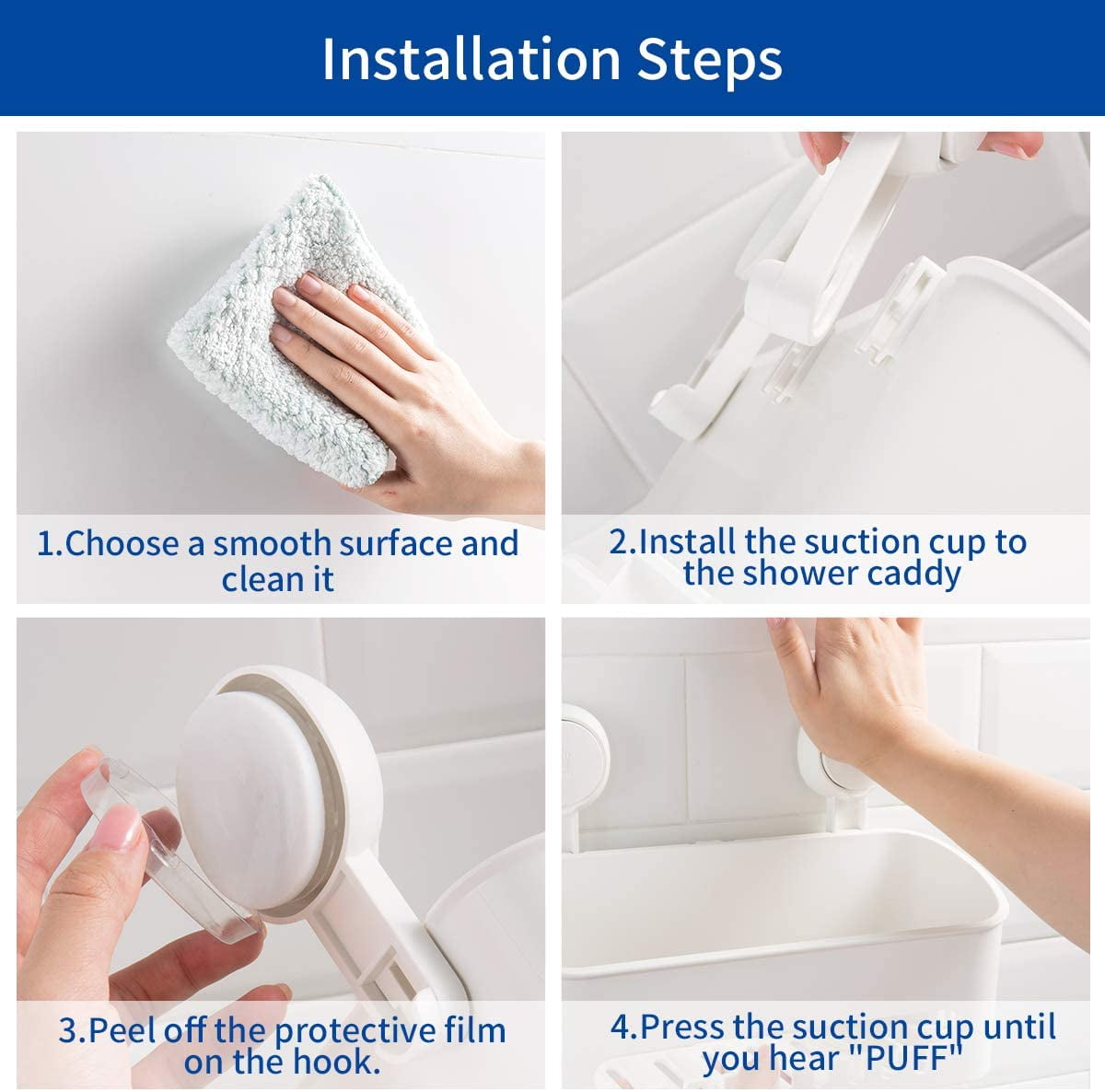 Suction Cup No Drilling Shelf Removable Wall Mounted Organizer Perfect Bathroom Storage Waterproof Rustproof Basket f... - Image 6