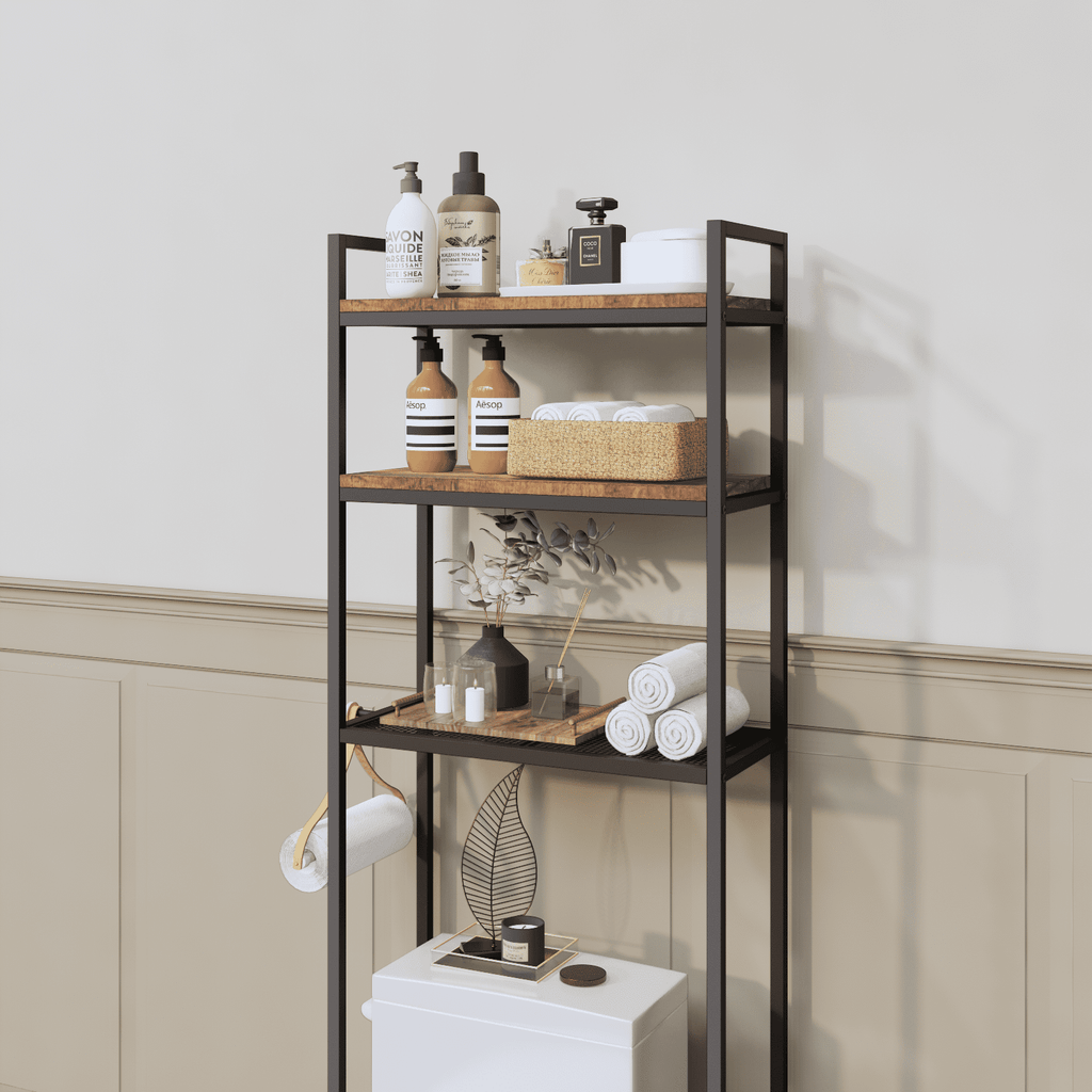 The Toilet Storage Rack 3-Tier Bathroom Organizer Shelf Toilet Multi-Functional Shelves Toilet Storage Rack Rustic Brown - Image 5