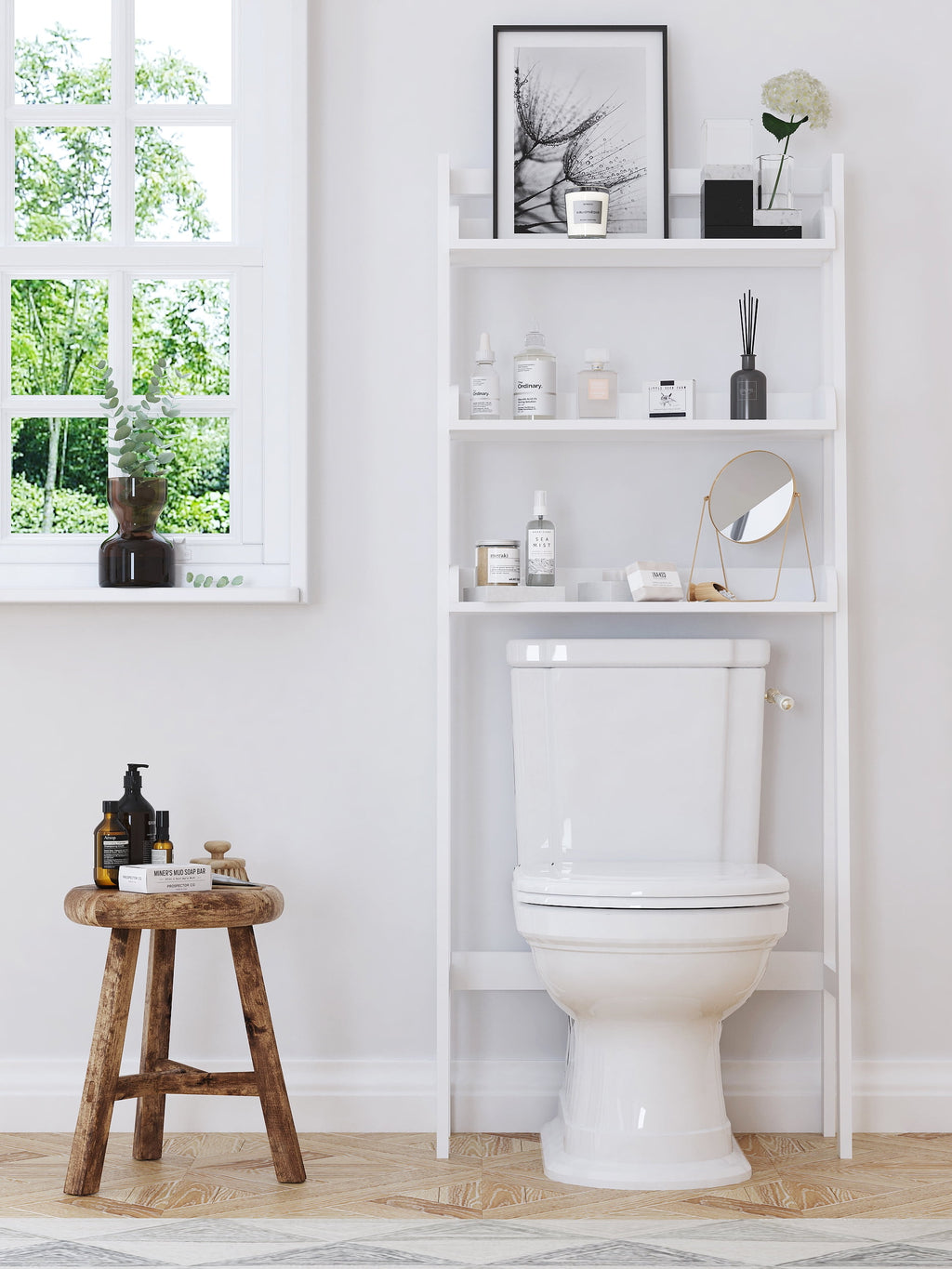 The Toilet Storage Shelf, 3-Tier Toilet Bathroom Organizer, Above Toilet Shelves, Bathroom Spacesaver, White - Image 6