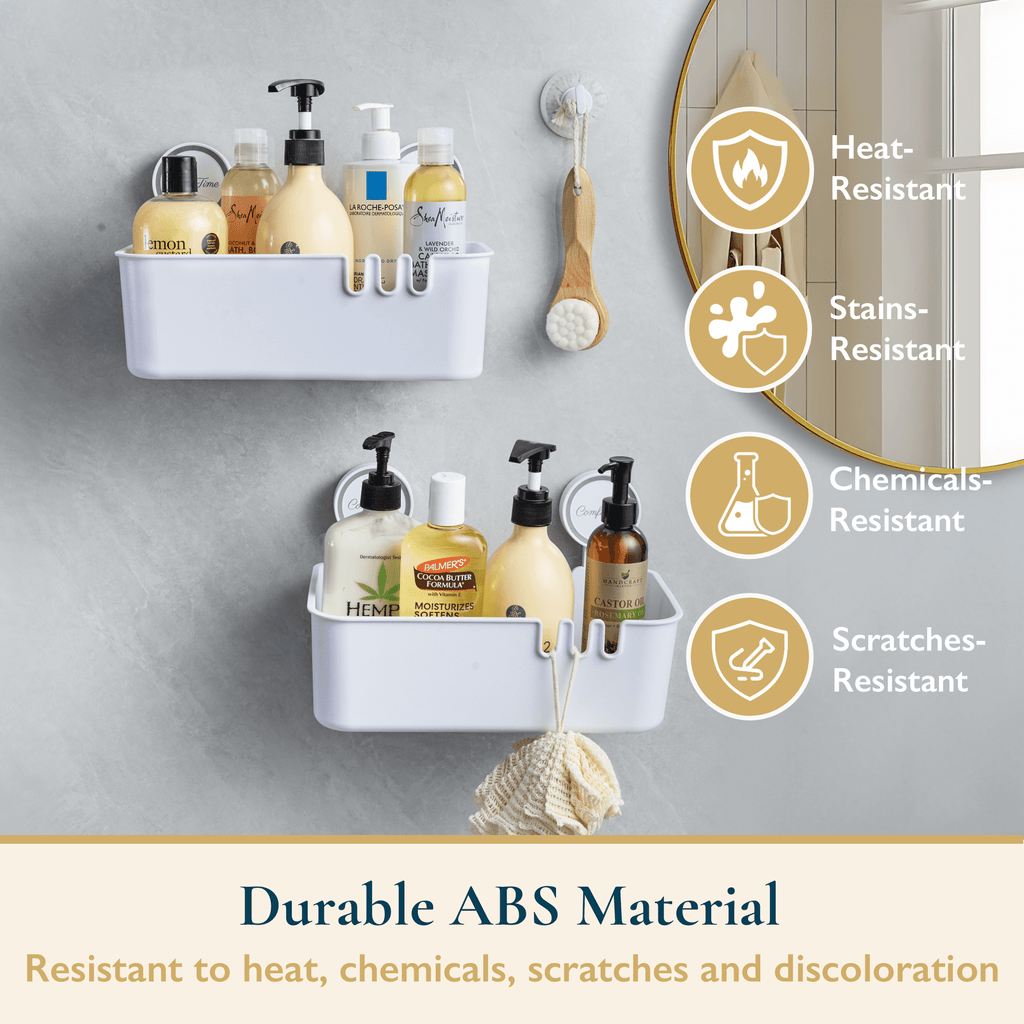 ComfiTime Suction Cup Shower Caddy, Soap Holder & Toothbrush Holder Set – No-Drill/Adhesive, Durable Bathroom Shelf Organizer, Removable Pla - Image 6