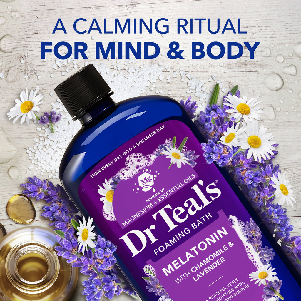 Dr Teal's Foaming Bath, Sleep Bath with Melatonin, Lavender & Chamomile Essential Oils, 34 fl oz. - Image 3