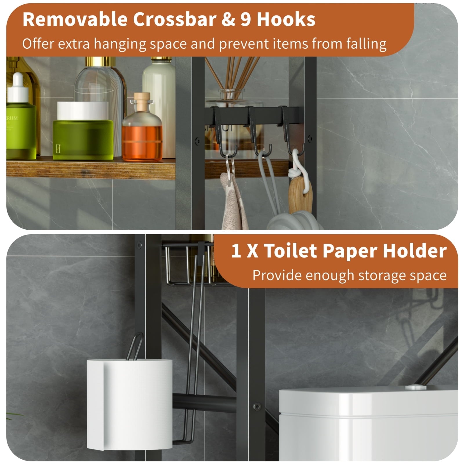 The Toilet Storage Shelf, 4-Tier Freestanding Bathroom Organizers and Storage, above Toilet Space Saver Rack with Adj... - Image 6