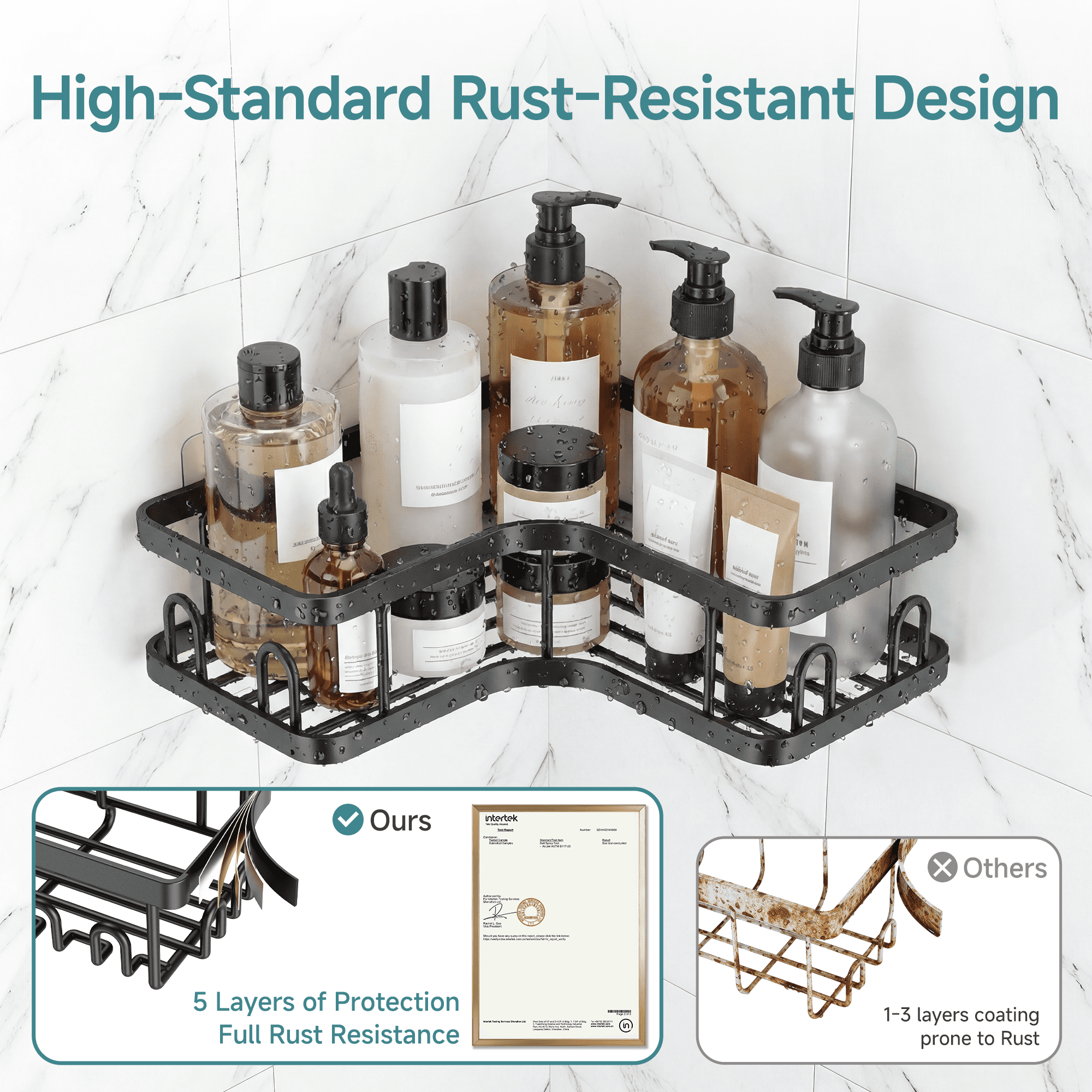 Shower Caddy 3 Pack, Large Capacity with Soap Holder, No Drilling Wall-Mounted Shower Shelves, Rustproof Bathroom Org... - Image 3