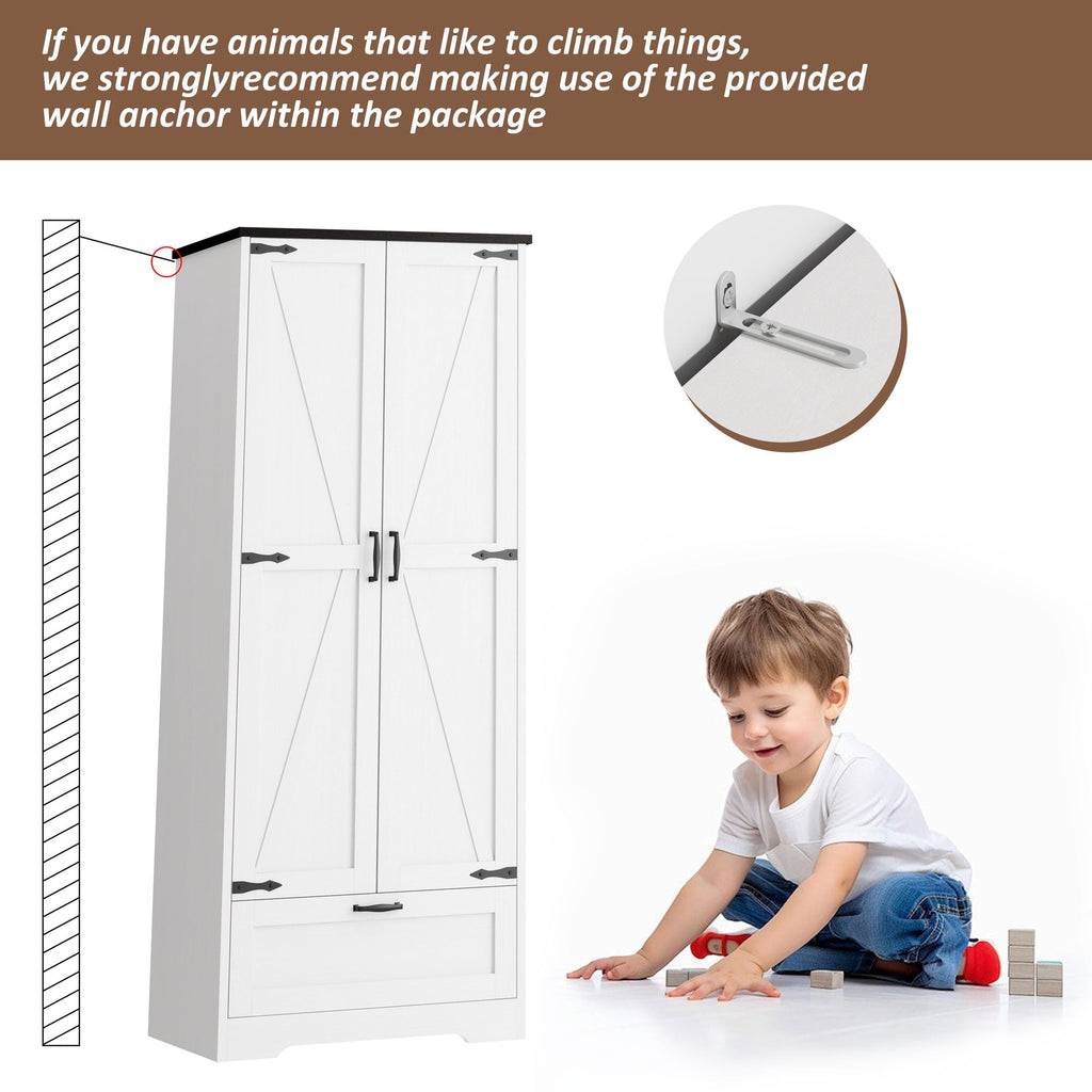 Walsunny Bathroom Floor Storage Cabinets with Doors Shelves Drawer Freestanding Wooden Cabinet Organizer for Laundry Room Bathroom White - Image 3