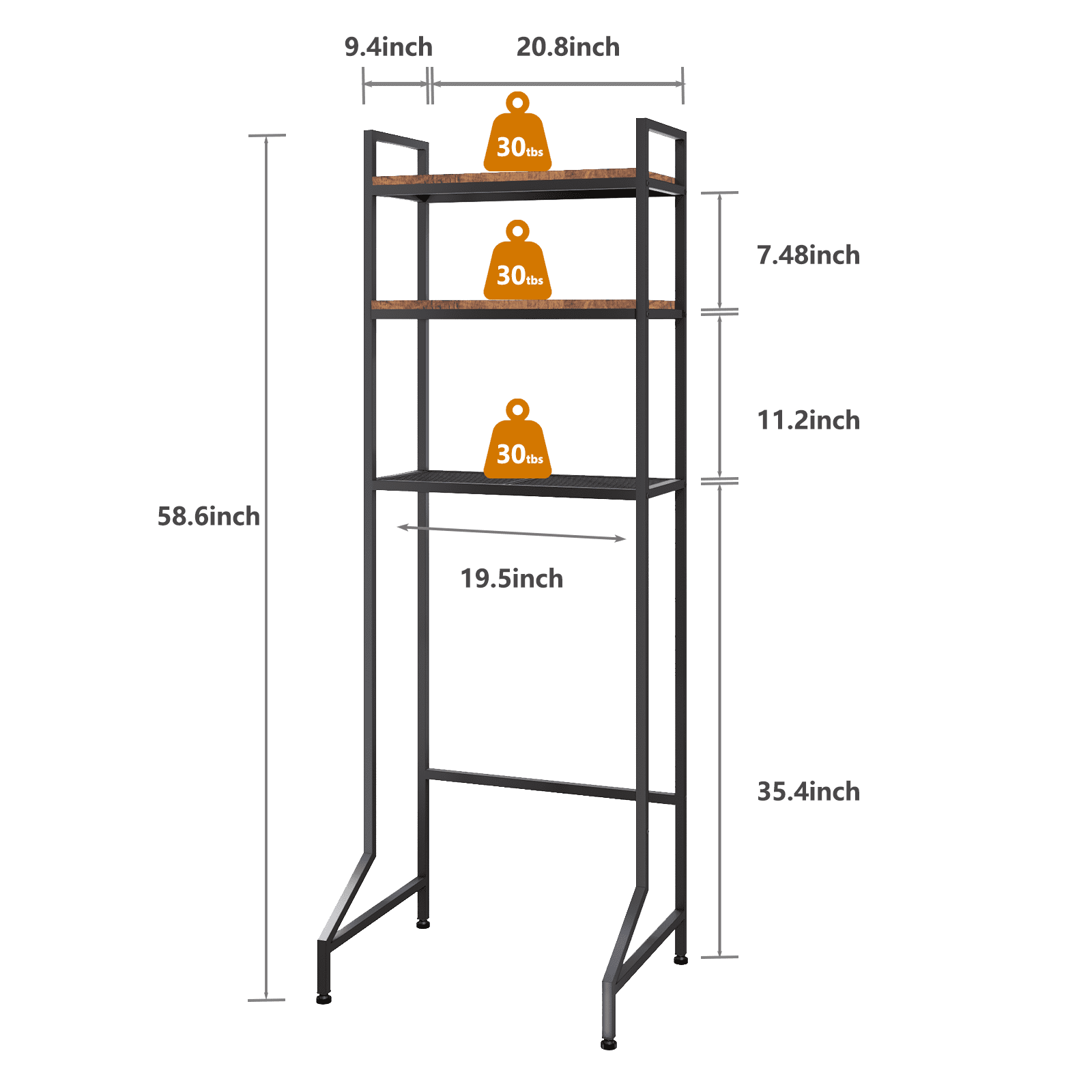 The Toilet Storage Rack 3-Tier Bathroom Organizer Shelf Toilet Multi-Functional Shelves Toilet Storage Rack Rustic Brown - Image 2