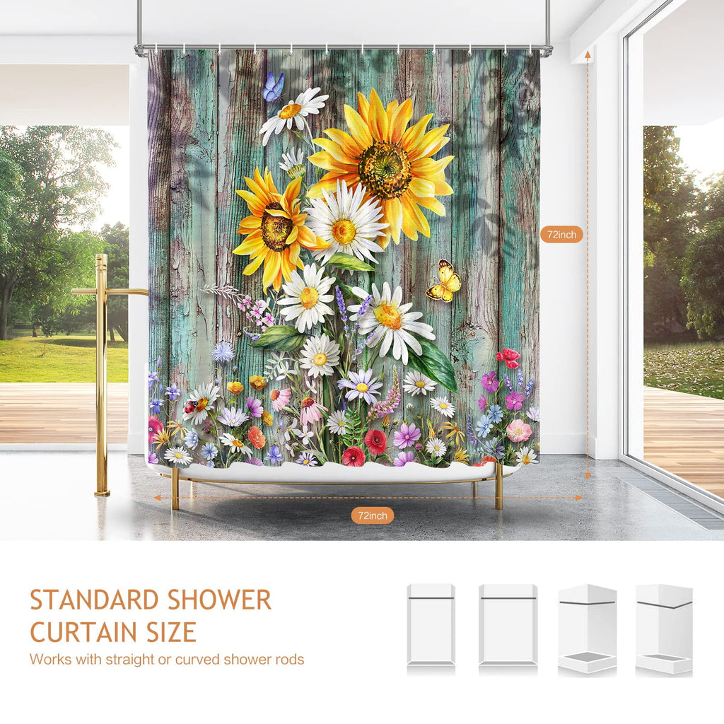 Shower Curtains, Boho Shower Curtains for Bathroom, with 12pcs Hooks, Weighted Hem,72" x 72" , Colorful - Image 2