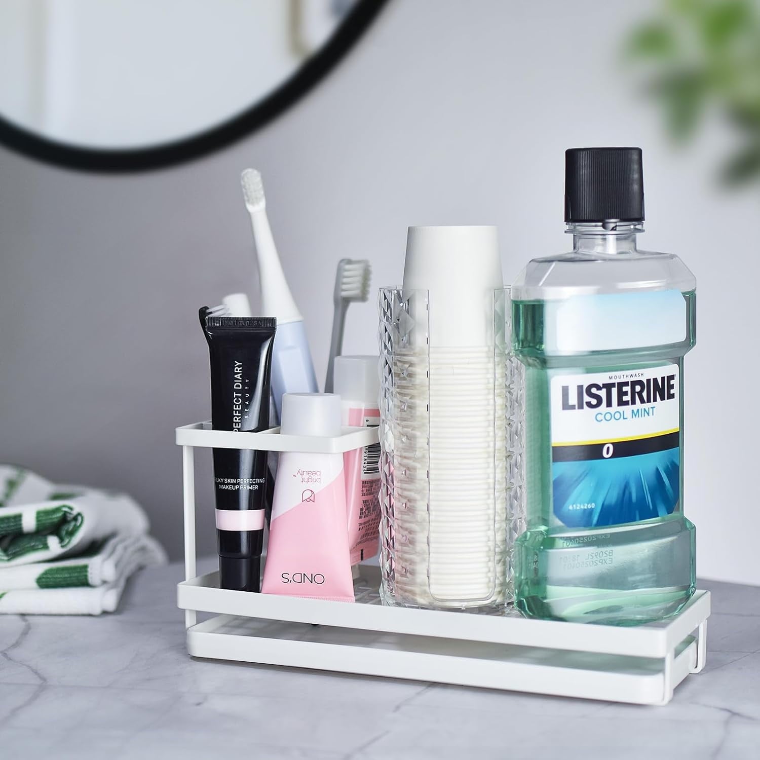for Bathrooms, 4 Slots Metal Electric Toothpaste Holder with Drainage for Bathroom Countertop, White - Image 5