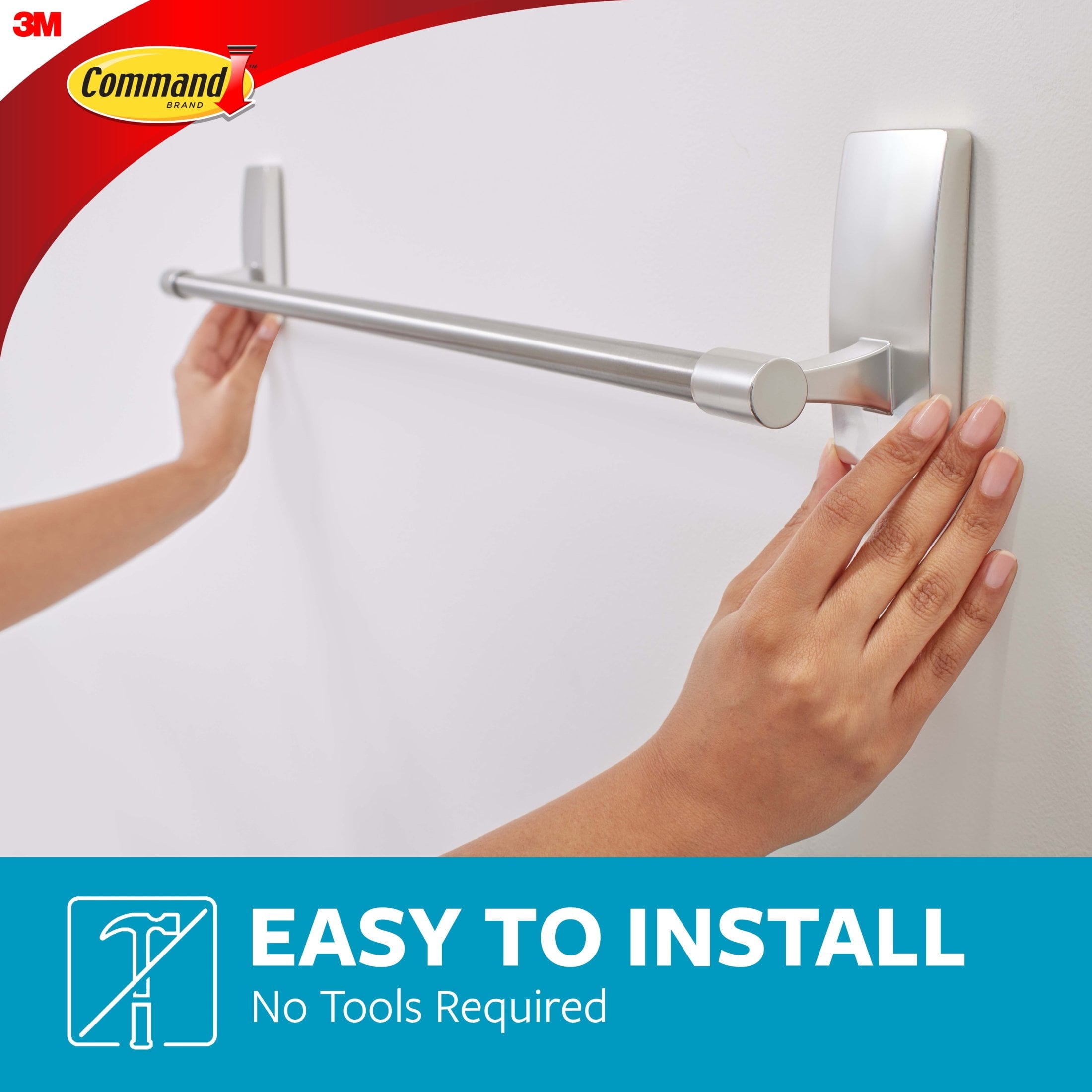 Nickel Towel Bar, Holds 10 lbs, 4 Large Strips - Image 3