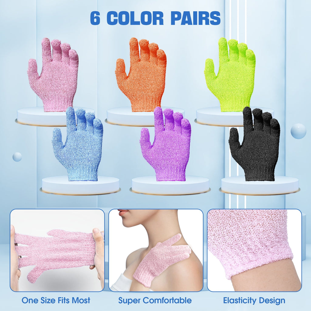 6 Exfoliating Bath Gloves for Shower, Spa, Massage and Body Scrubs Men and Women - Image 6