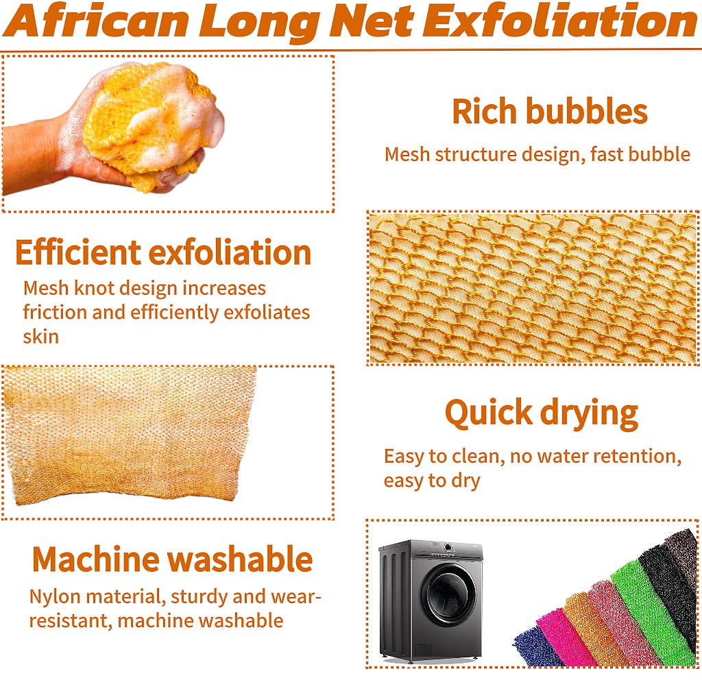 Authentic, Exfoliating Real Black Owned, Bath Back Scrubber, Body Exfoliator Shower Bath Accessories (Orange Color) - Image 2