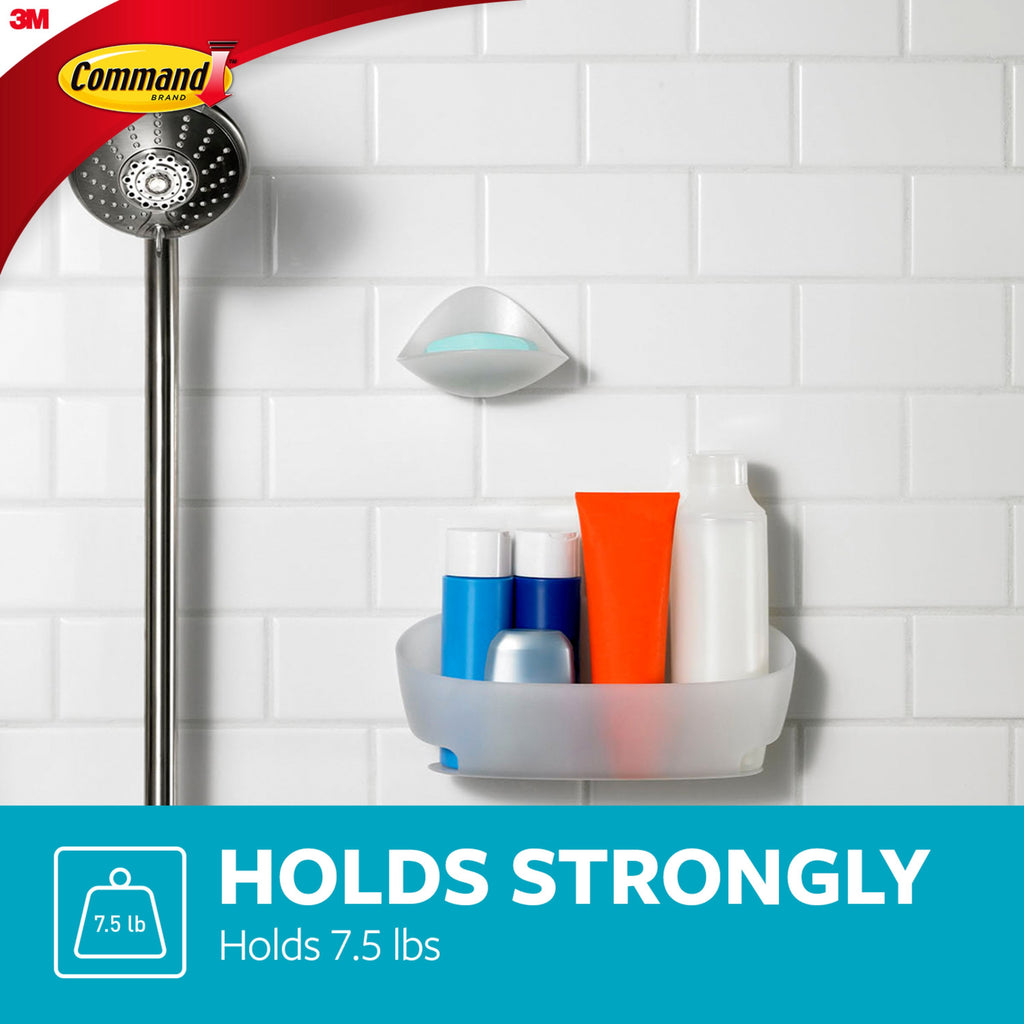 Command Shower Caddy, Frosted, Large, 1 Caddy, 4 Mounting Bases, 4 Large Strips/Pack - Image 4