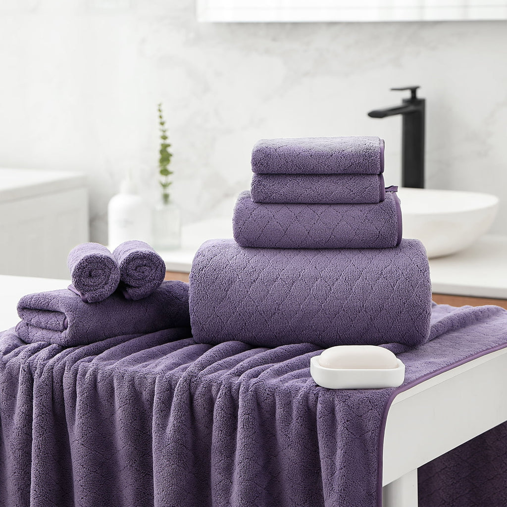 Smuge 18 pcs Bath Towel Sets, Include 6 Bath Sheet Towels, 6 Hand Towels, 6 Washcloths, Soft Microfiber Highly Absorbent Shower Towel for Ba - Image 4