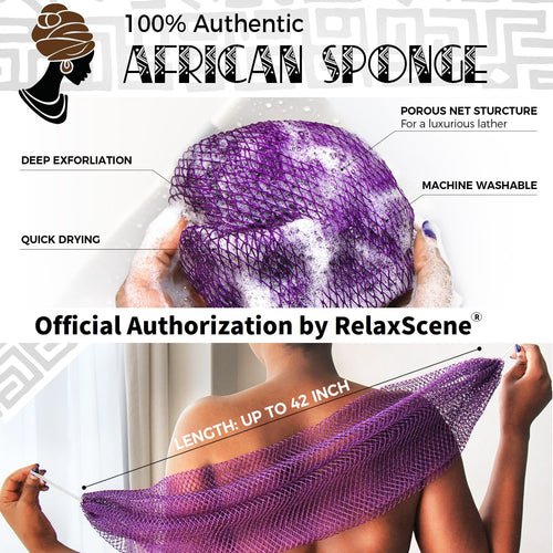 Authentic - 2 Pieces Real Exfoliating with Knots - Afro Scrubber Wash Cloths for Body Scrub Exfoliator Purple & Pink ... - Image 2