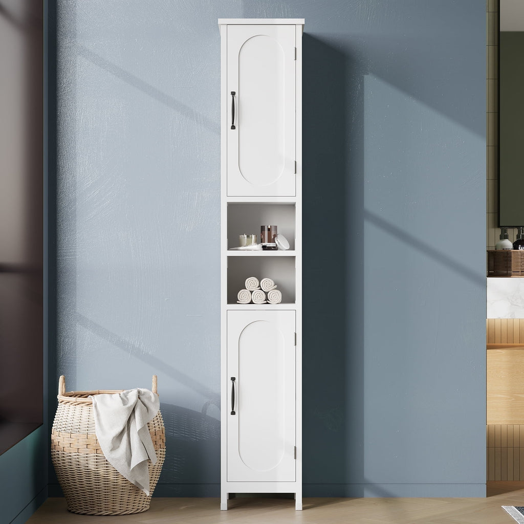 Bathroom Storage Cabinet with Lights, Adjustable Shelves, White - Image 5