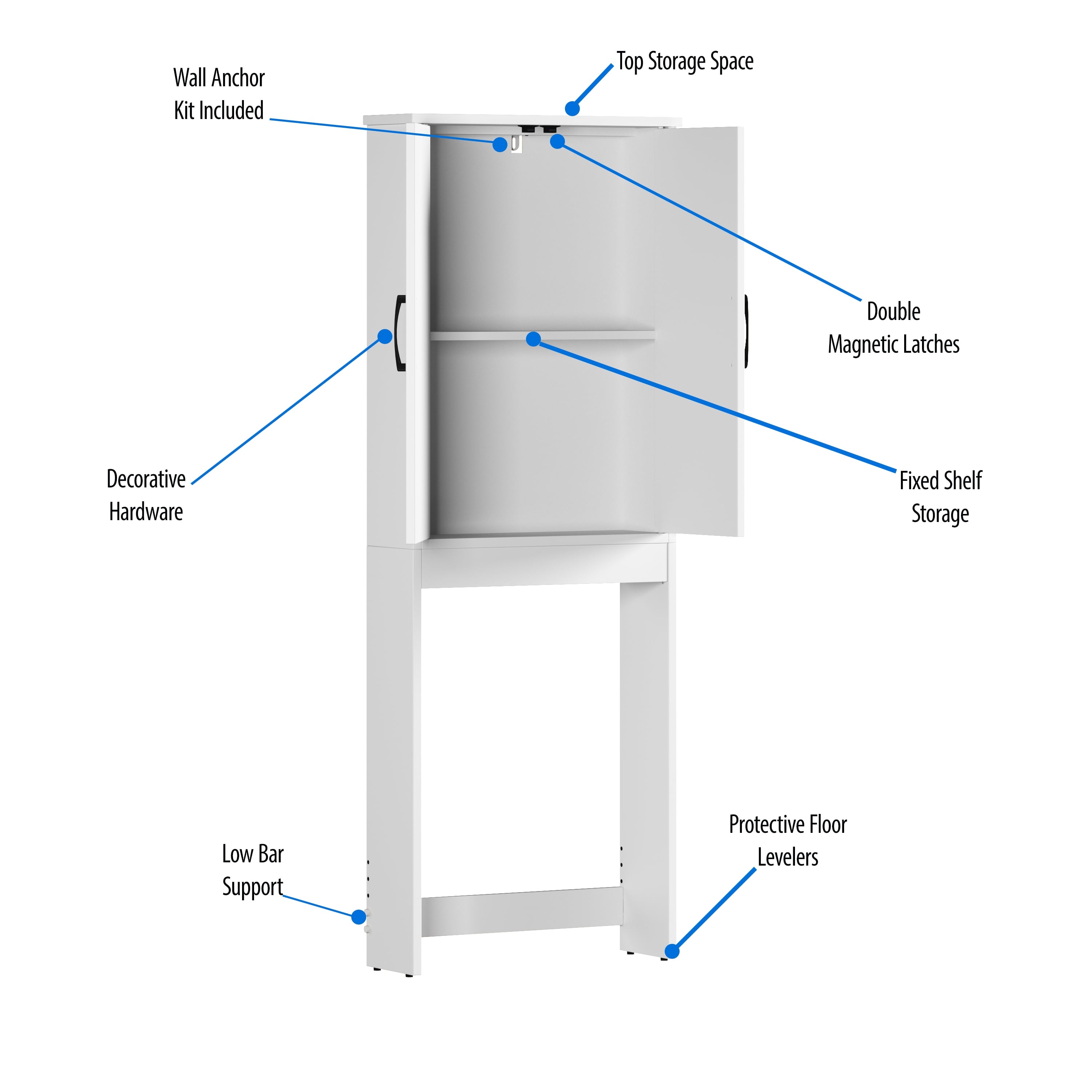 Bathroom Storage Cabinet, White - Image 6
