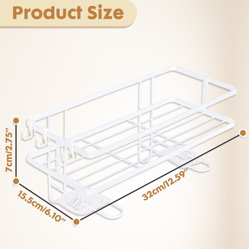 the Toilet Storage Shelf, Freestanding Bathroom Shower Caddy Organizer Behind Toilet Stand Shelves Towel Rack, White - Image 3