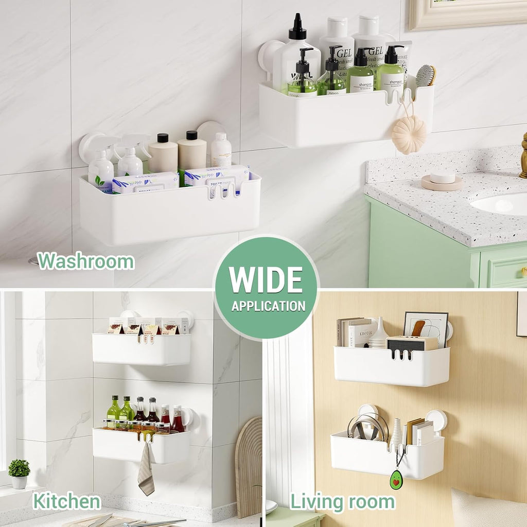 2 Pack, Shelves Suction Cup, No Drilling Removable Organizer - Powerful Waterproof Bathroom Storage Max Hold 22lbs - Image 5