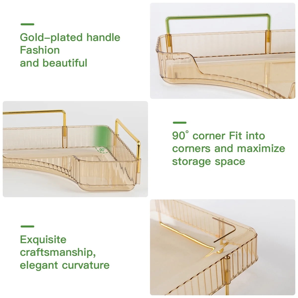 3-Tier Organizer, Bathroom Corner Countertop Organizer Space Saving waterproof Gold - Image 6