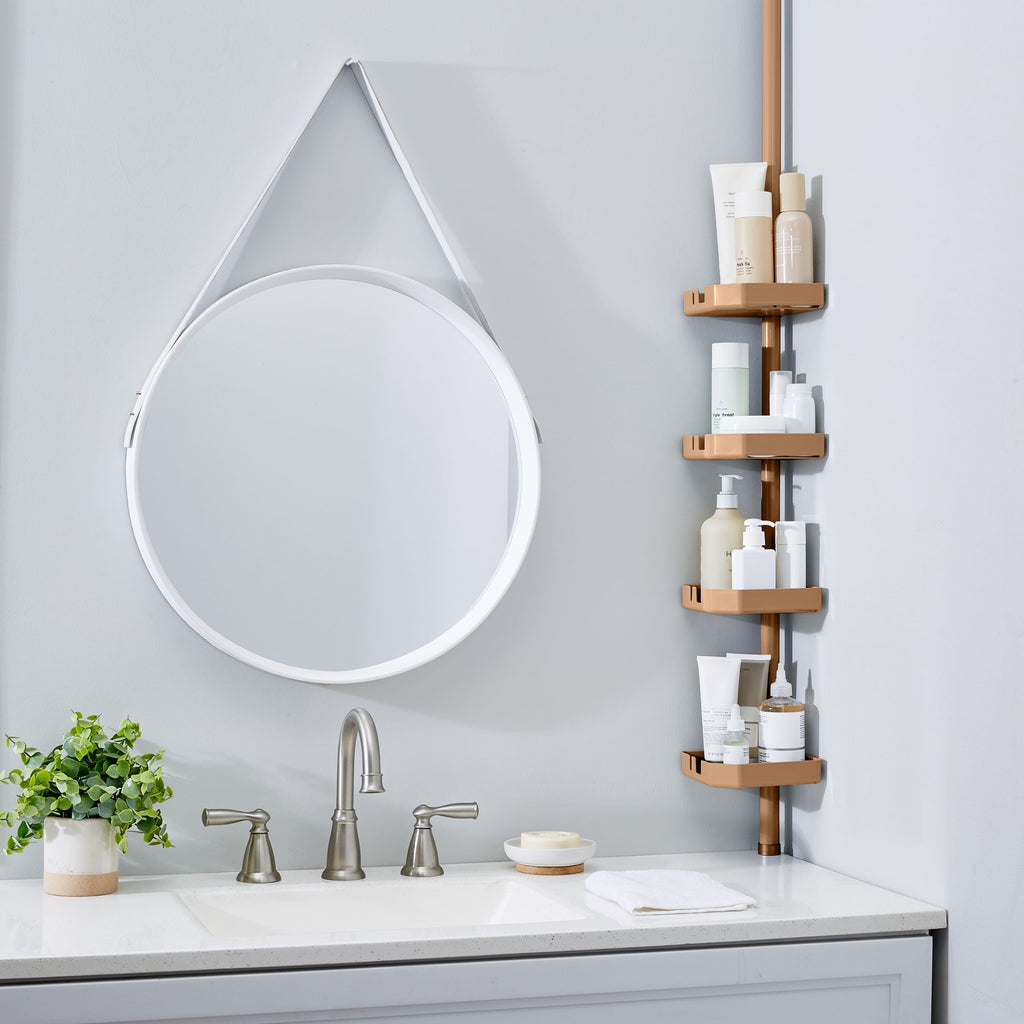 Bath Bliss 4-Shelf Tier Tension Corner Shower Plastic Organizer Caddy in Bronze - Image 4