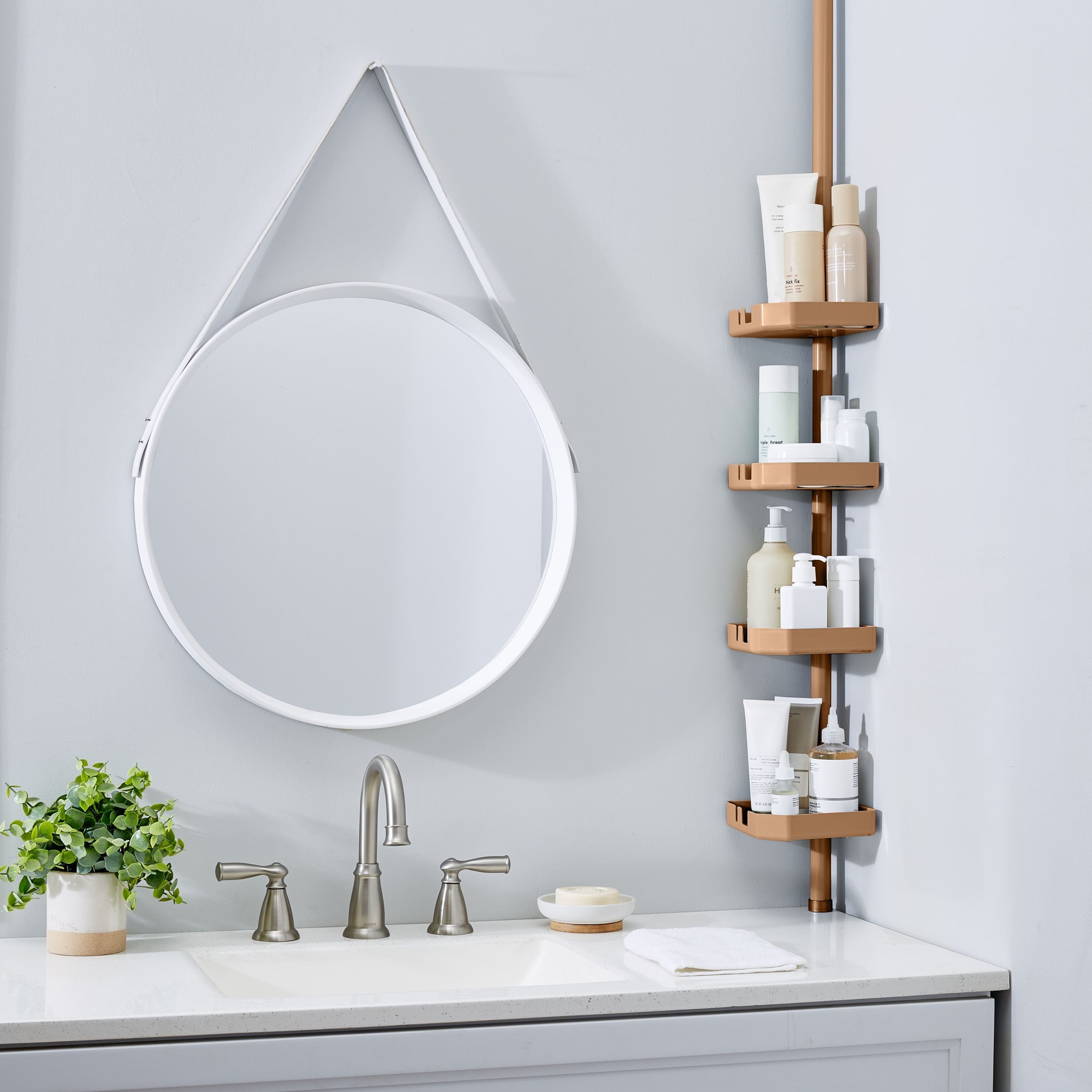 Bath Bliss 4-Shelf Tier Tension Corner Shower Plastic Organizer Caddy in Bronze - Image 4