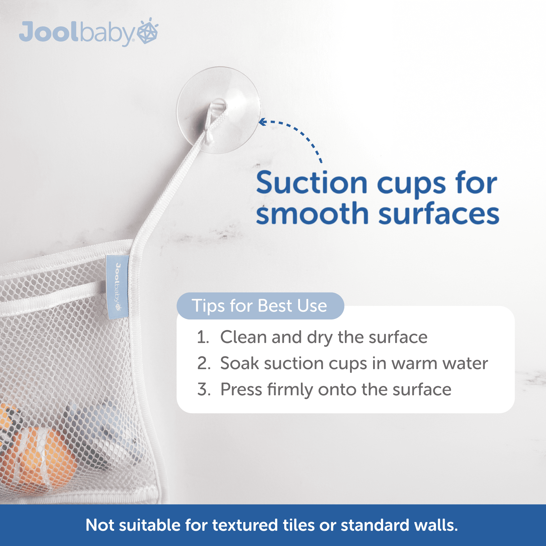 Tub Time Bath Organizer Mesh Storage Bag with Suction Cups - Image 2