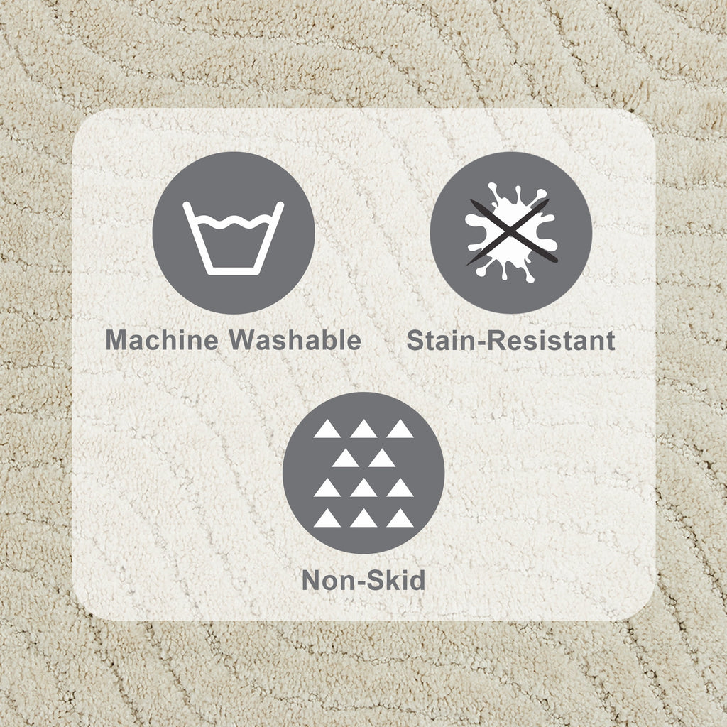 2 Piece Bath Rug Set, Papyrus Beige, 17" x 24" & 20" x 30" - Image 3