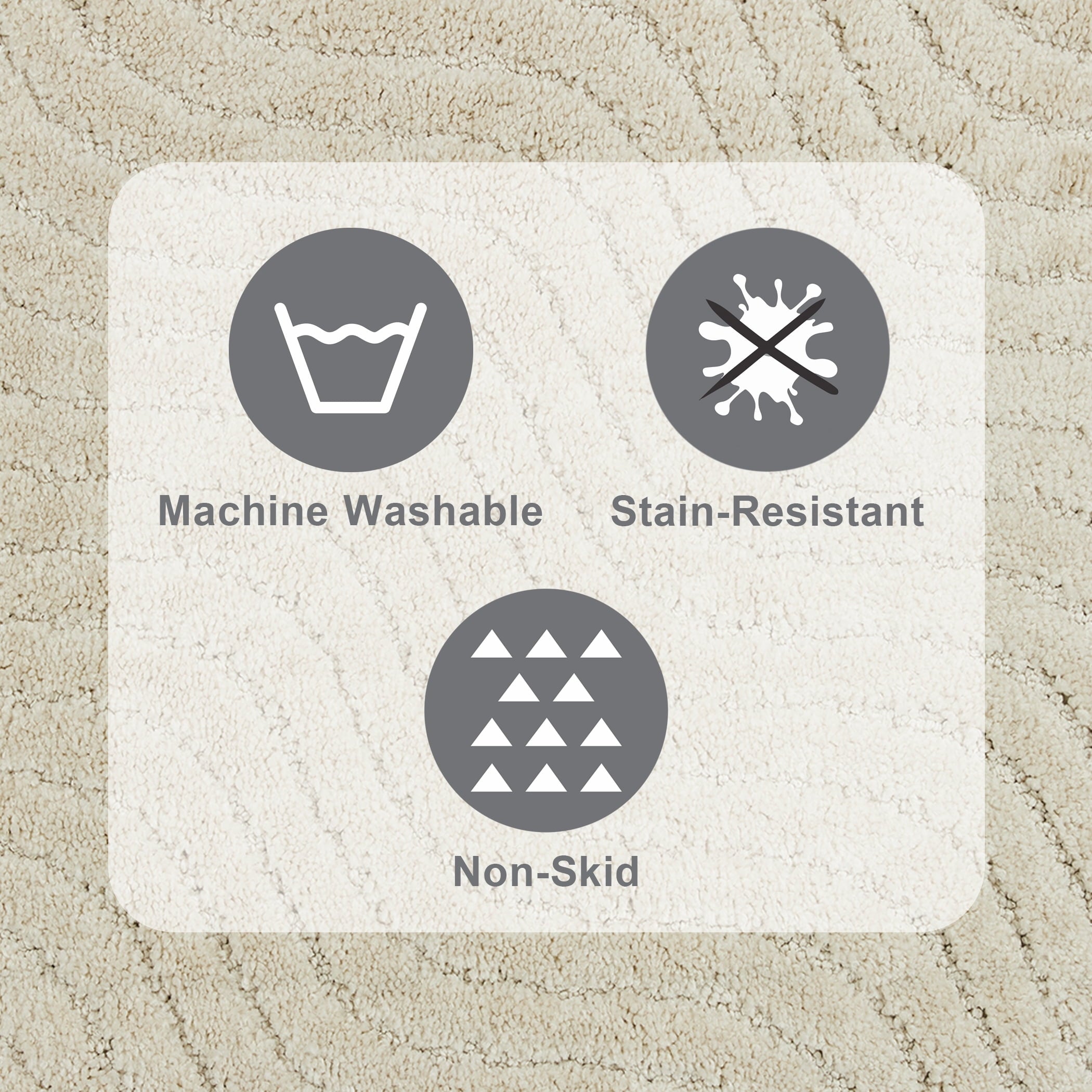 2 Piece Bath Rug Set, Papyrus Beige, 17" x 24" & 20" x 30" - Image 3