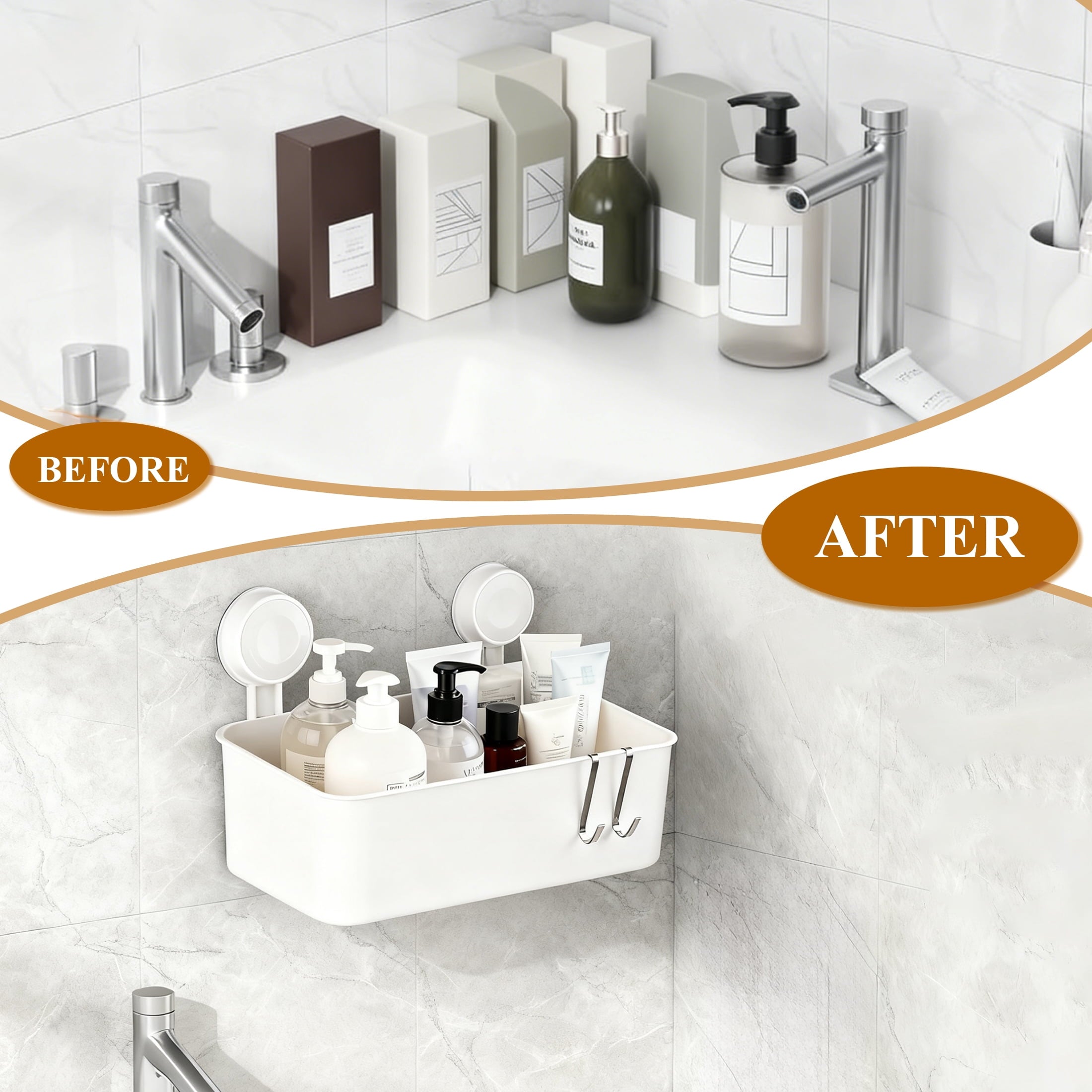 Cup Shower Caddy, Heavy Duty Bathroom Shower Shelf Organizer, Waterproof Removable No Drilling Strong Holds 12lbs for... - Image 6