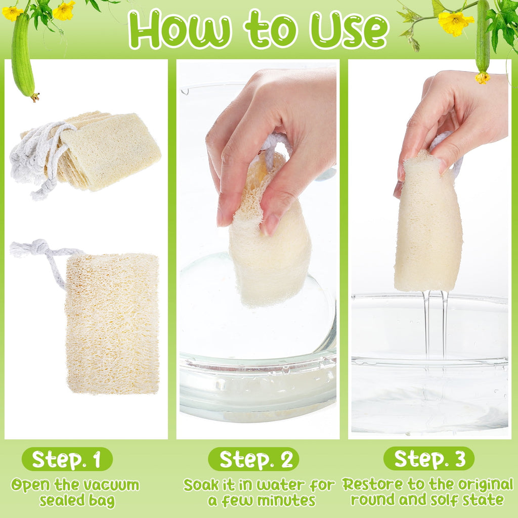 9 Pack Natural Loofah Sponge, Unbleached, 3.9x2.36 in Natural Loofah Exfoliating Bath Scrubber for Adults, Men and Wo... - Image 3