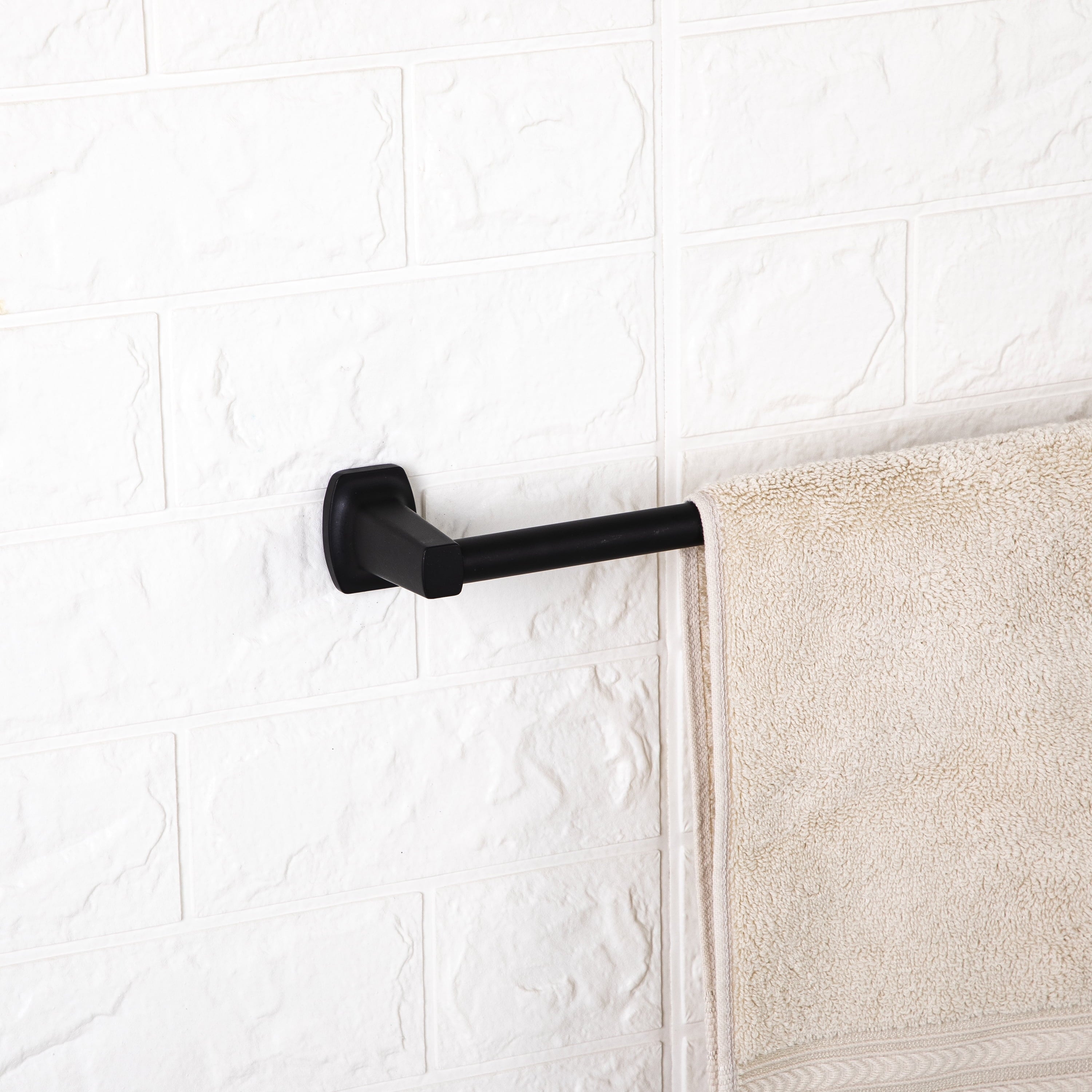 Wall Mount Steel 24 inch Towel Holder Bar, Black Finish, Horizontal Orientation - Image 4
